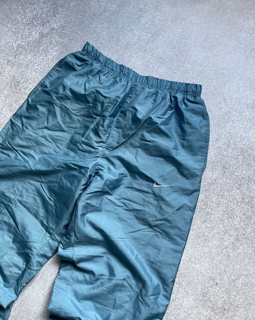 Nike × Vintage Vintage Nike Swoosh Nylon Baby Blue Trackpants Y2K M Size US 32 / EU 48 - 2 Thumbnail