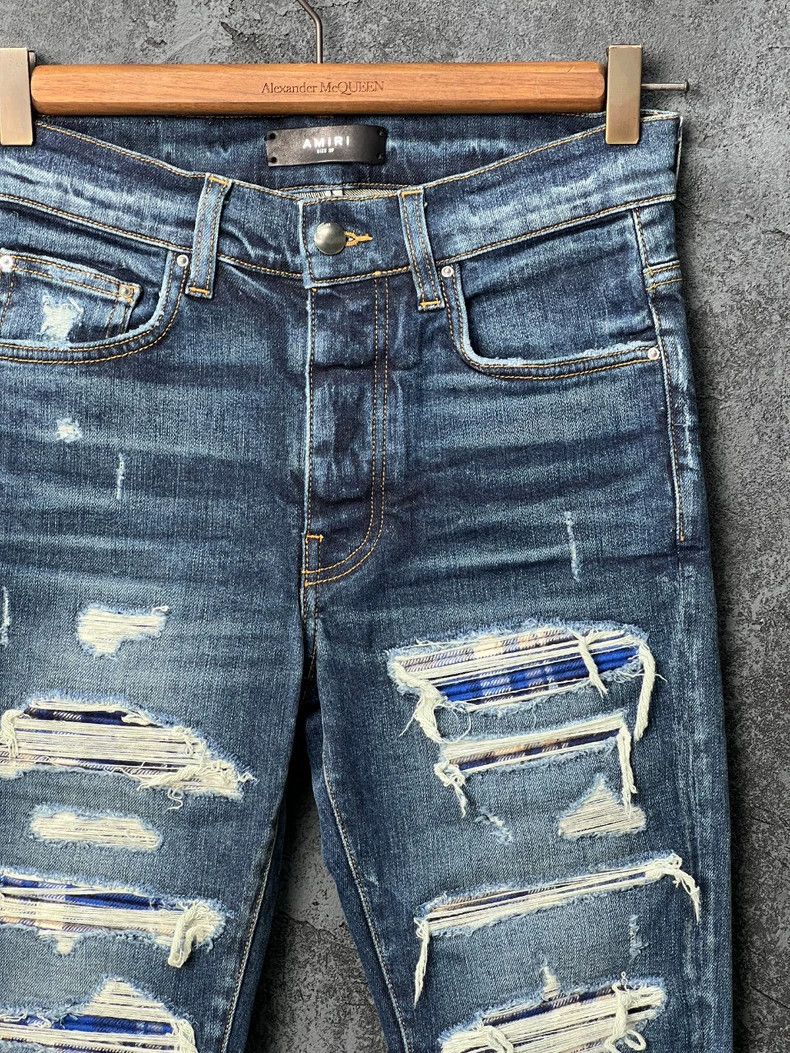 Amiri Amiri leather label logo micro-elastic destroyed jeans Size US 29 - 3 Thumbnail