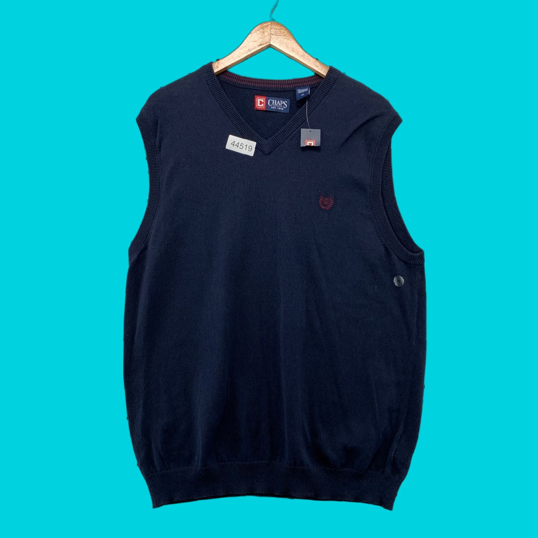 Chaps Chaps New Cotton Logo Navy Blue Sleeveless Sweater Vest Mens Medium Casual Knit Cotton Vest Logo Chaps Blue Navy Mens M Regular All Size US M / EU 48-50 / 2 - 1 Thumbnail