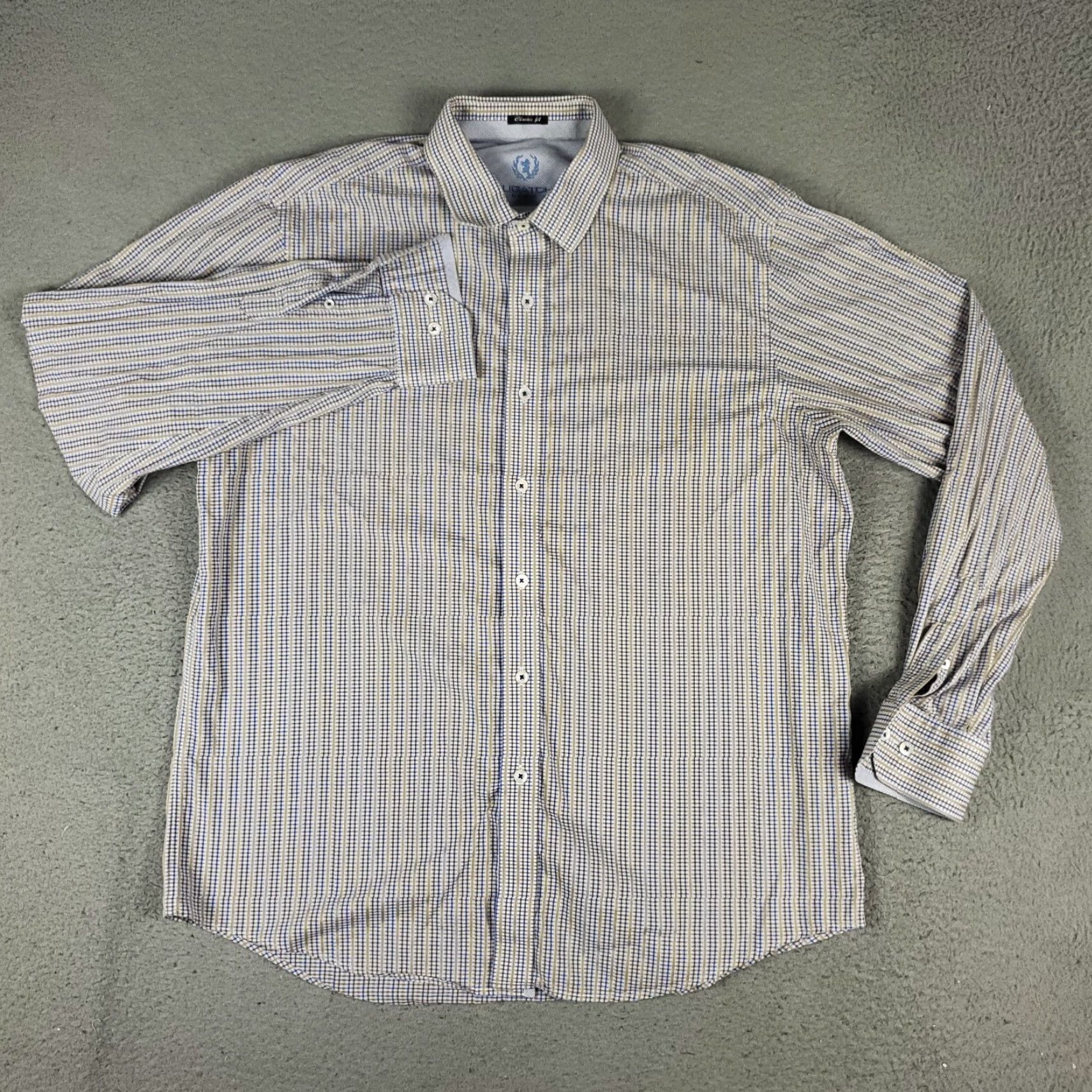 BUGATCHI Bugatchi Shirt Mens Large Blue Beige Plaid Classic Fit Button Up Long Sleeve Size US L / EU 52-54 / 3 - 2 Thumbnail