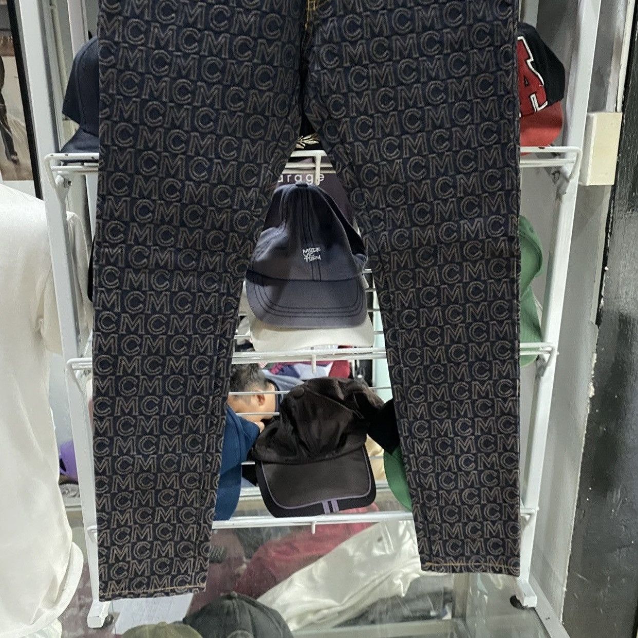 MCM Vintage MCM Monogram All Over Print Denim Pants Black/Grey Size US 26 / EU 42 - 4 Thumbnail