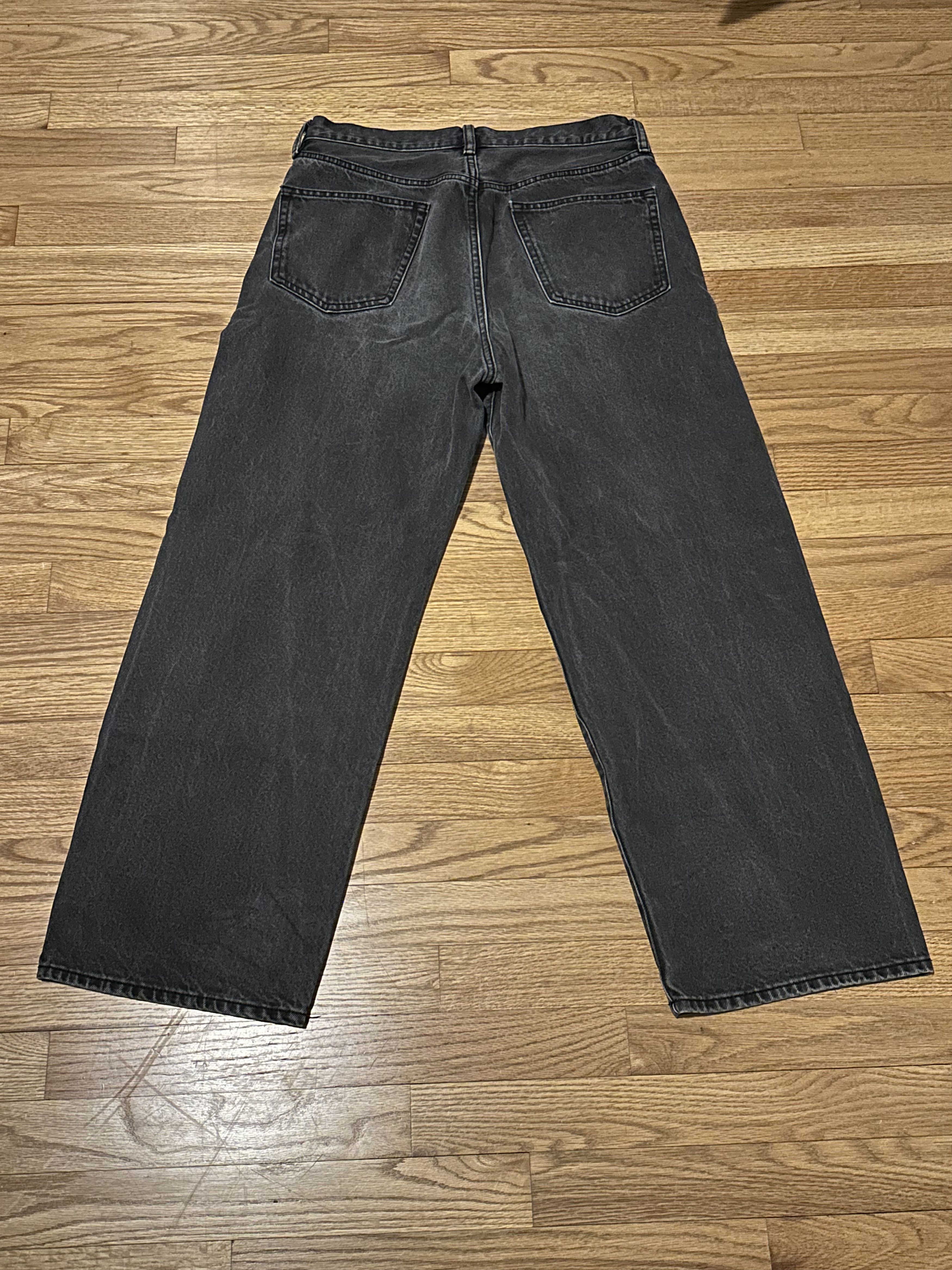 GU GU Dark Gray Oversized/Baggy Men's Jeans (from Japan) Size US 31 - 3 Thumbnail