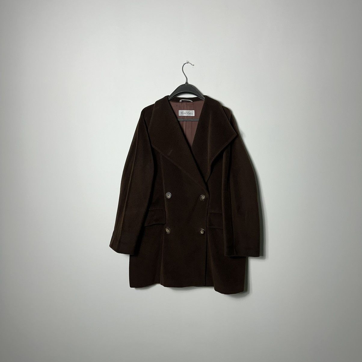 image of Vintage Max Mara Double Breasted Wool Coat Luxury 38 Size in Brown, Women's