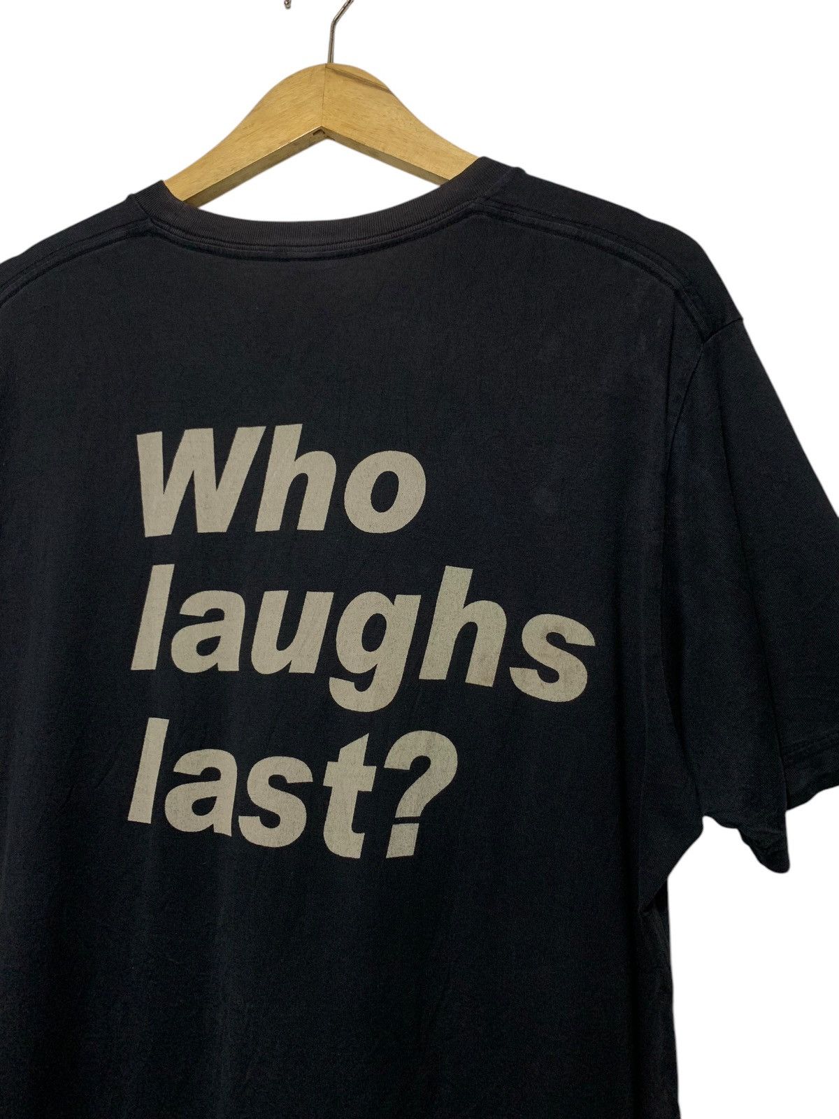Band Tees Vintage Barbara kruger skeleton WHO LAUGH LAST? T shirt Size US L / EU 52-54 / 3 - 8 Thumbnail