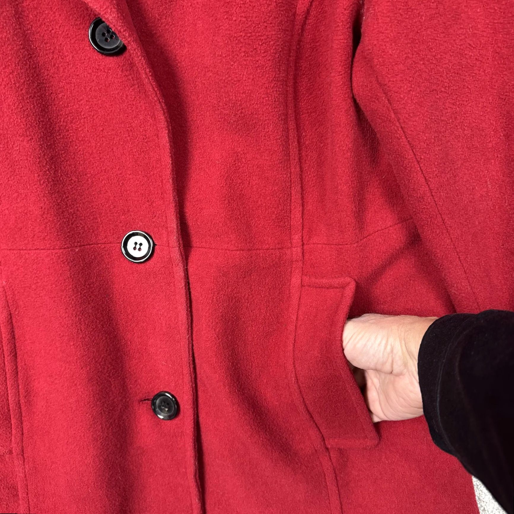 Vintage Style&co. Coat Womens XL Red Wool Blend Single Breasted Lined Mid Length Winter Size XL / US 12-14 / IT 48-50 - 7 Thumbnail