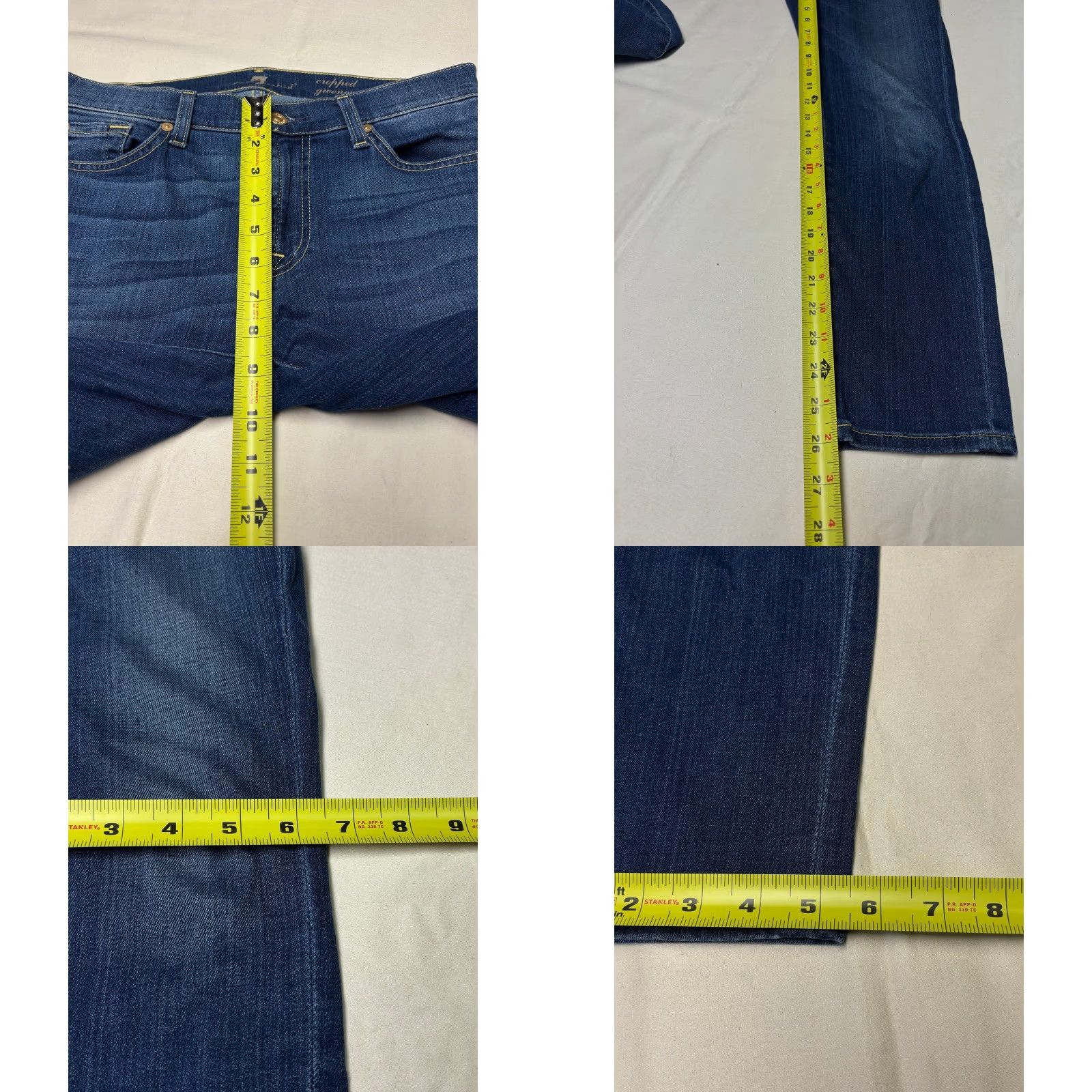 7 For All Mankind 7 For All Mankind Cropped Gwenevere Jeans Women's 30 Dark Wash Denim Slim Mid Rise Zip Button Pockets Stretch Cropped Jeans Women Size 30" / US 8 / IT 44 - 9 Thumbnail