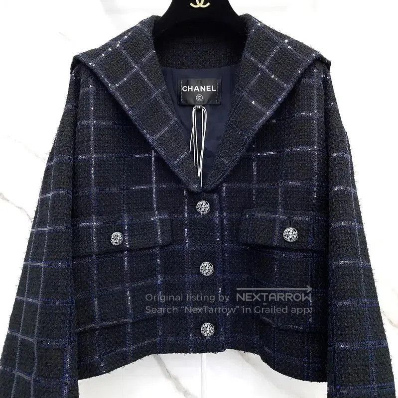 Chanel Chanel Dark Blue Cotton Blend Women's Jacket . Size M / US 6-8 / IT 42-44 - 4 Thumbnail