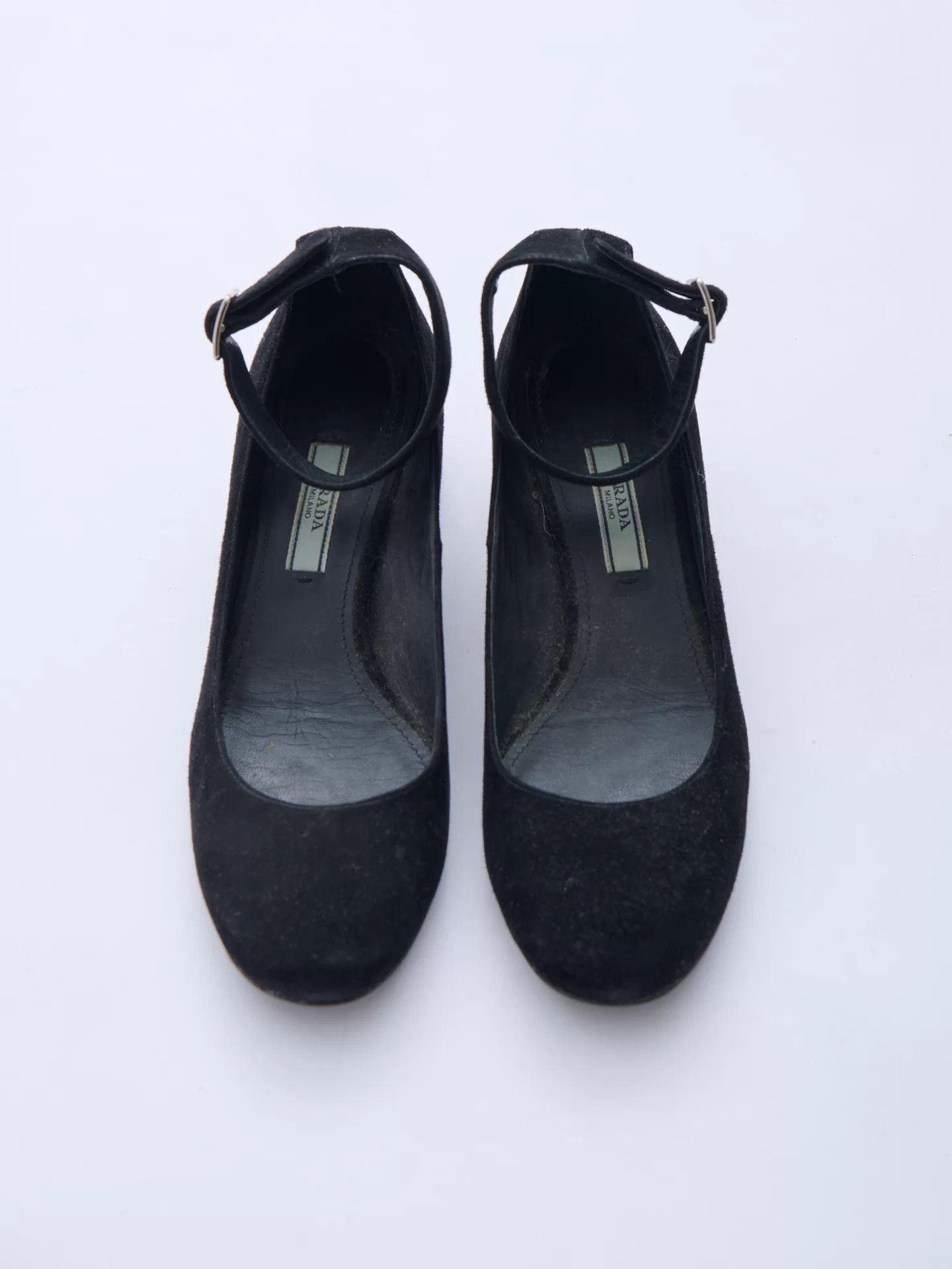 Prada PRADA 90s Archive Black Suede Ankle Strap 5cm Heel 36.5 Size US 6 / IT 36 - 4 Thumbnail