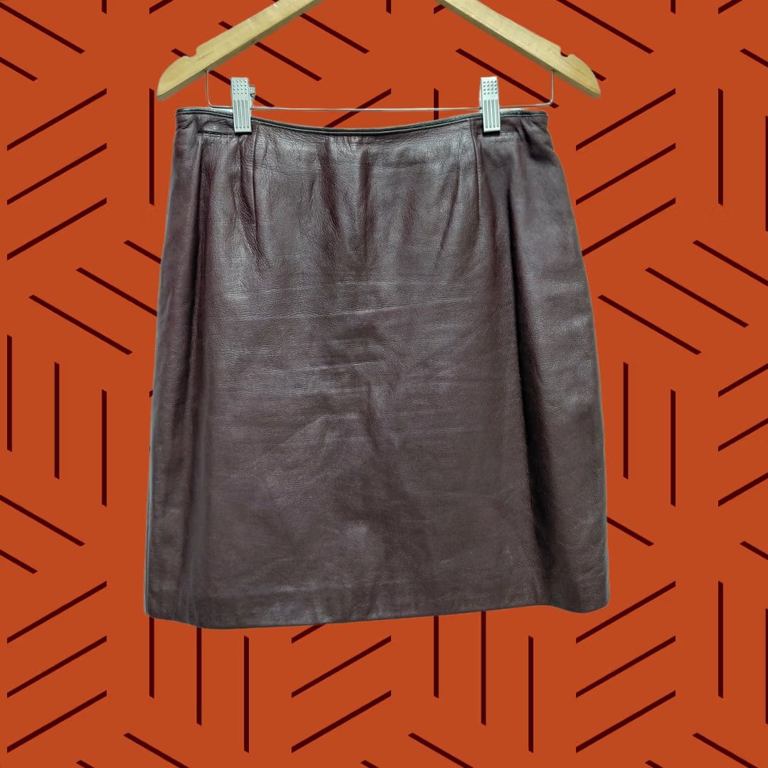 Vintage Wilsons Leather Skirt Brown Solid Lined Size 10 Size 32" / US 10 / IT 46 - 1 Thumbnail