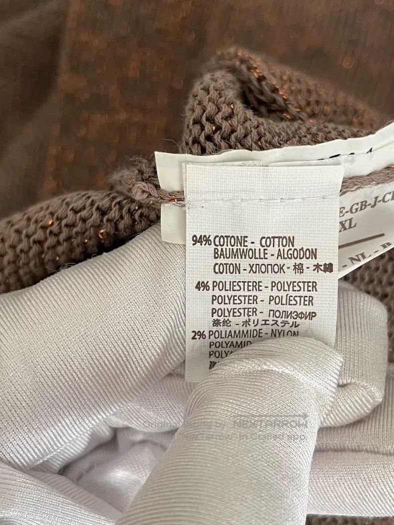 Brunello Cucinelli Brown Gold Thread Cotton Long Cardigan