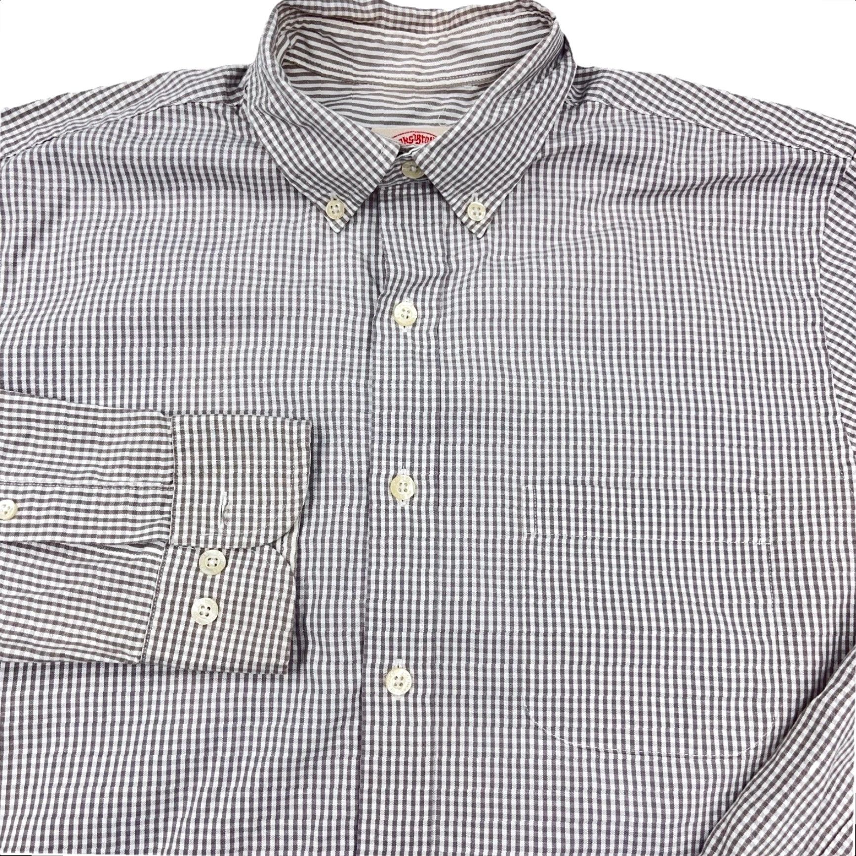 Brooks Brothers Brooks Brothers Shirt Men Small Gray White Striped Button-Up Dress Poplin Regular Sleeve Long Size 36R - 2 Thumbnail