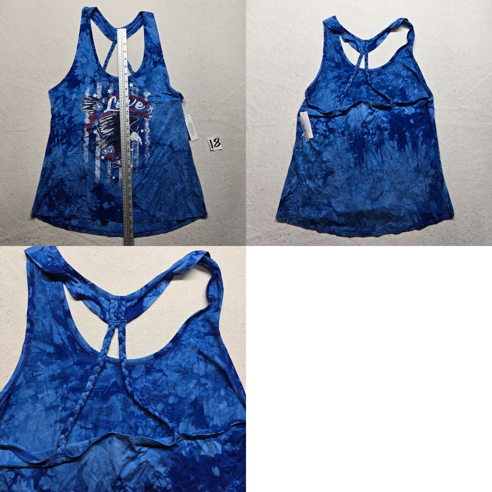 Vintage NEW Tank Top Racer Blue USA Eagle Adult Women's XL Shirt Sleeveless Cotton Plain Casual Summer Blue Ladies XL US flag Eagle Racerback Tank Shirt? Size XL / US 12-14 / IT 48-50 - 8 Thumbnail