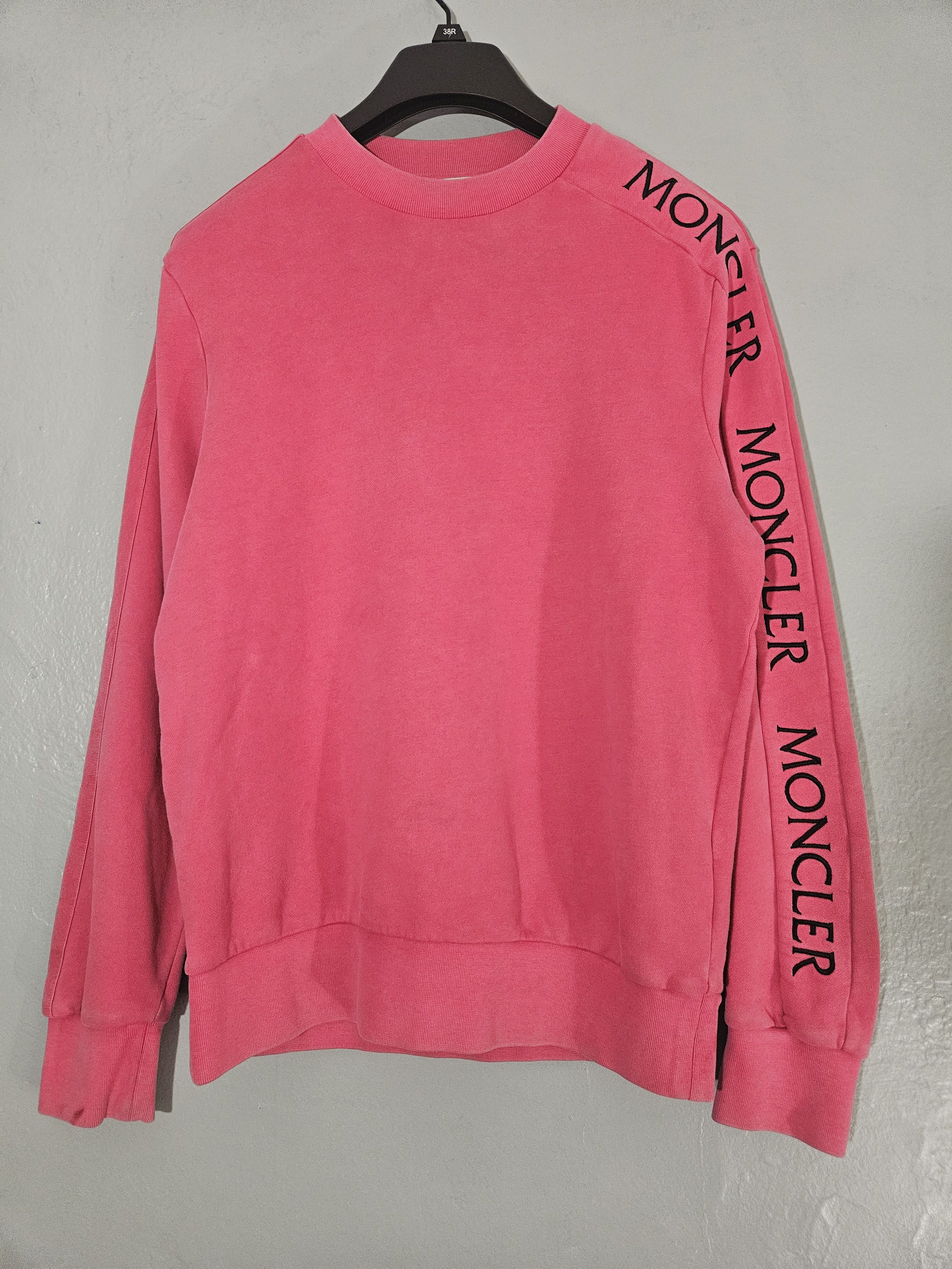 Moncler Pink Logo Tape Crewneck Sweater Size US S / EU 44-46 / 1 - 1 Thumbnail
