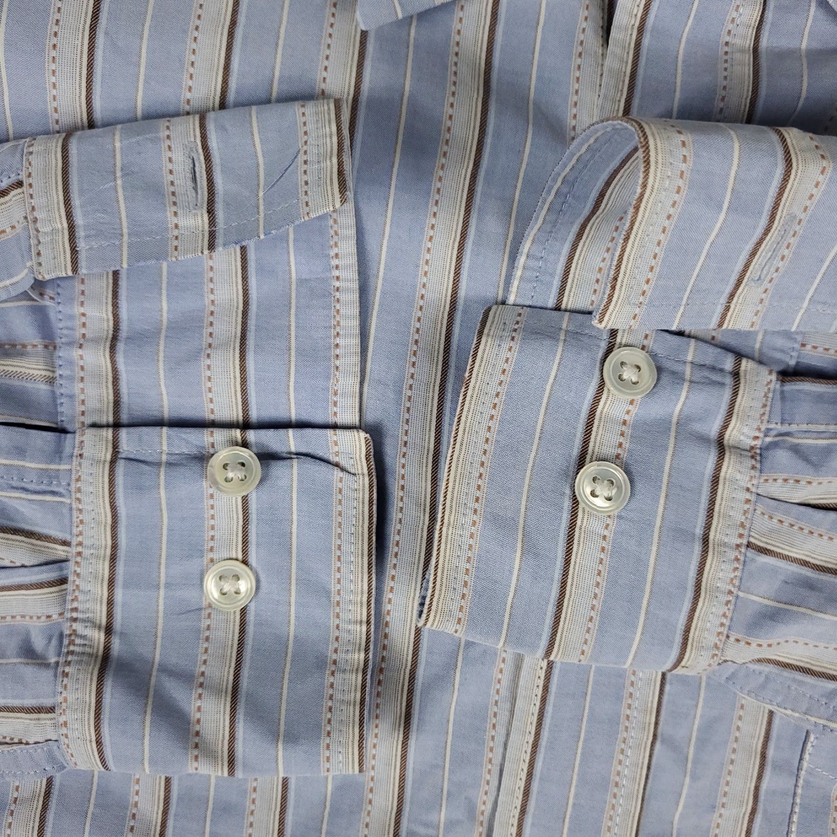 Faconnable Façonnable Shirt Mens M Blue Striped Button-Up Long Sleeve Casual Business Formal Party/Cocktail Travel Workwear Men Regular Size US M / EU 48-50 / 2 - 3 Thumbnail