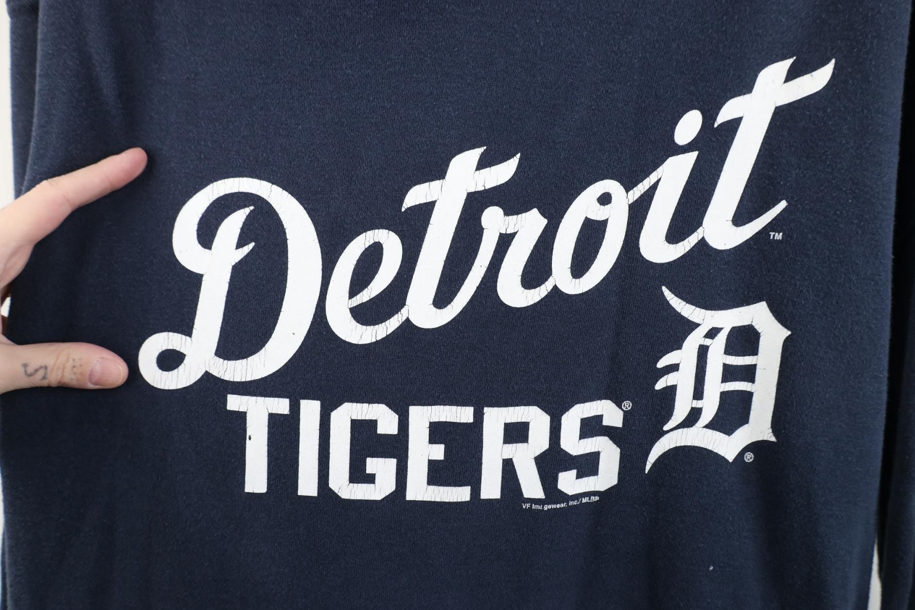 Vintage Vintage MLB Spell Out Detroit Tigers Baseball Hoodie Blue Size US L / EU 52-54 / 3 - 4 Thumbnail