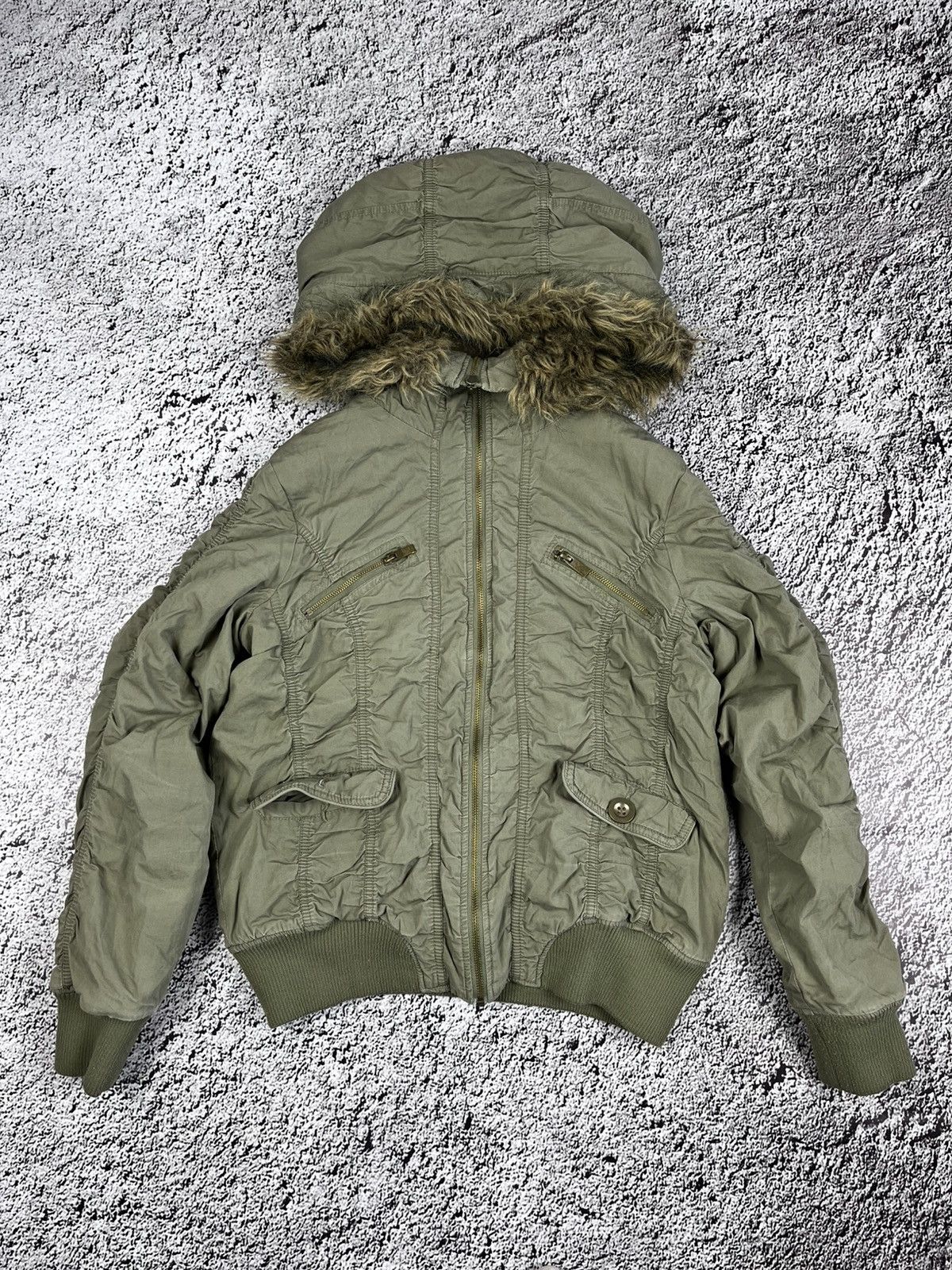 y2k military type N2B fur flight jacket Vintage y2k N2B Type