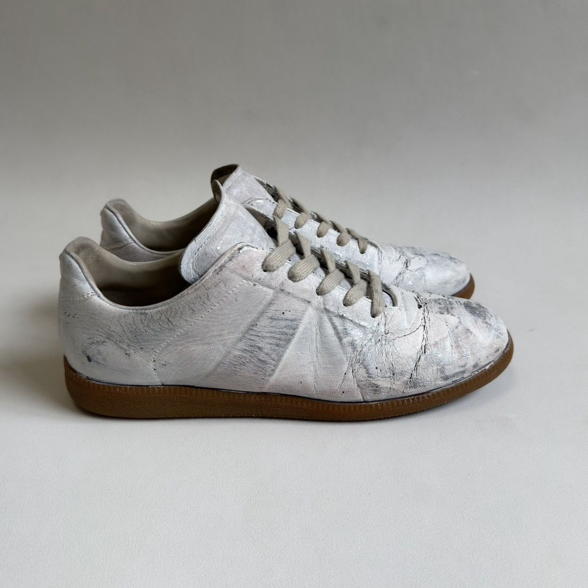 Maison Margiela White/Silver Painted OG GAT Sneakers Size US 13 / EU 46 - 23 Thumbnail