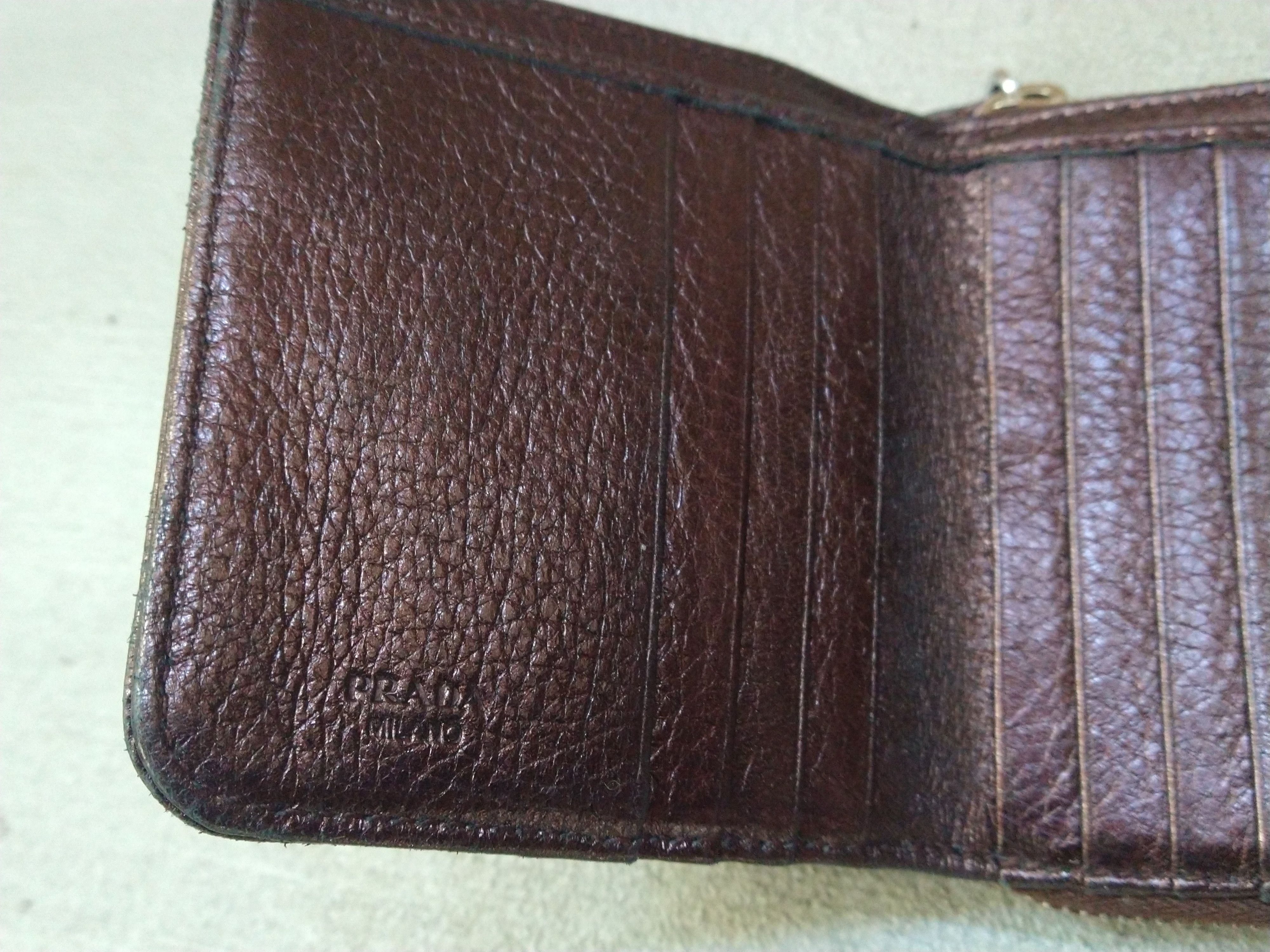 Prada × Vintage Prada Wallet Metallic Brown Leather Zip Bifold Y2K Size ONE SIZE - 13 Thumbnail