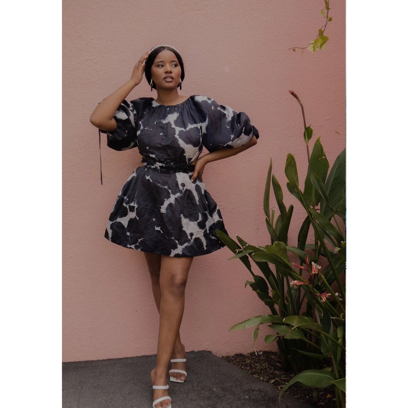 Aje AJE Oxidised Puff-sleeved Cutout Mini Dress navy size US 2 Size XS / US 0-2 / IT 36-38 - 6 Thumbnail