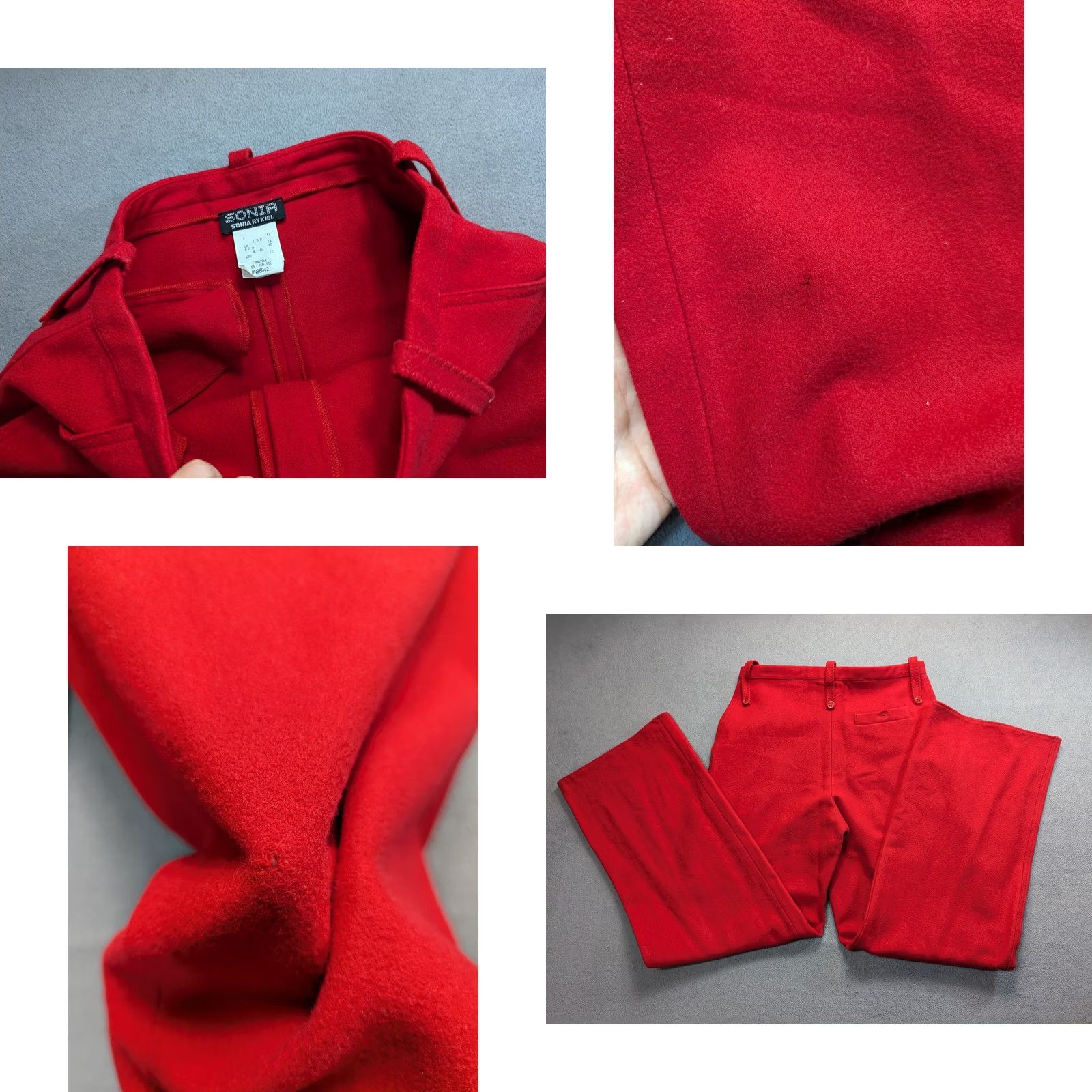Vintage Sonia Rykiel Wool Pants US 10 Red Dress Pants Women 10 Wool Size 32" / US 10 / IT 46 - 9 Thumbnail