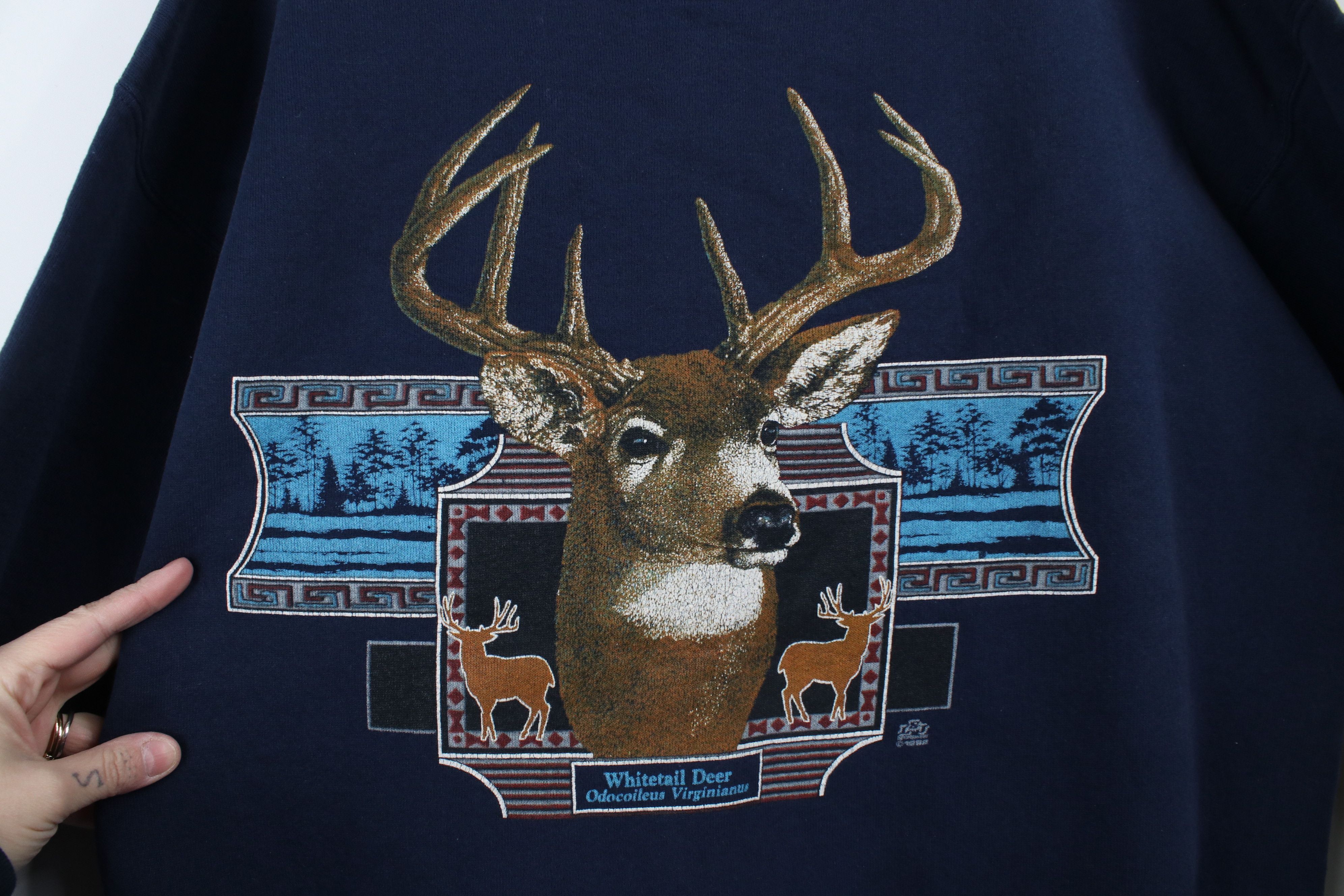 Vintage Vintage 90s Streetwear Whitetail Deer Buck Sweatshirt USA Size US XL / EU 56 / 4 - 5 Thumbnail