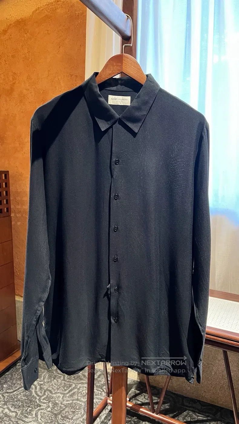Saint Laurent Paris Saint Laurent Paris Men's Solid Black Shirt Size XS / US 0-2 / IT 36-38 - 2 Thumbnail