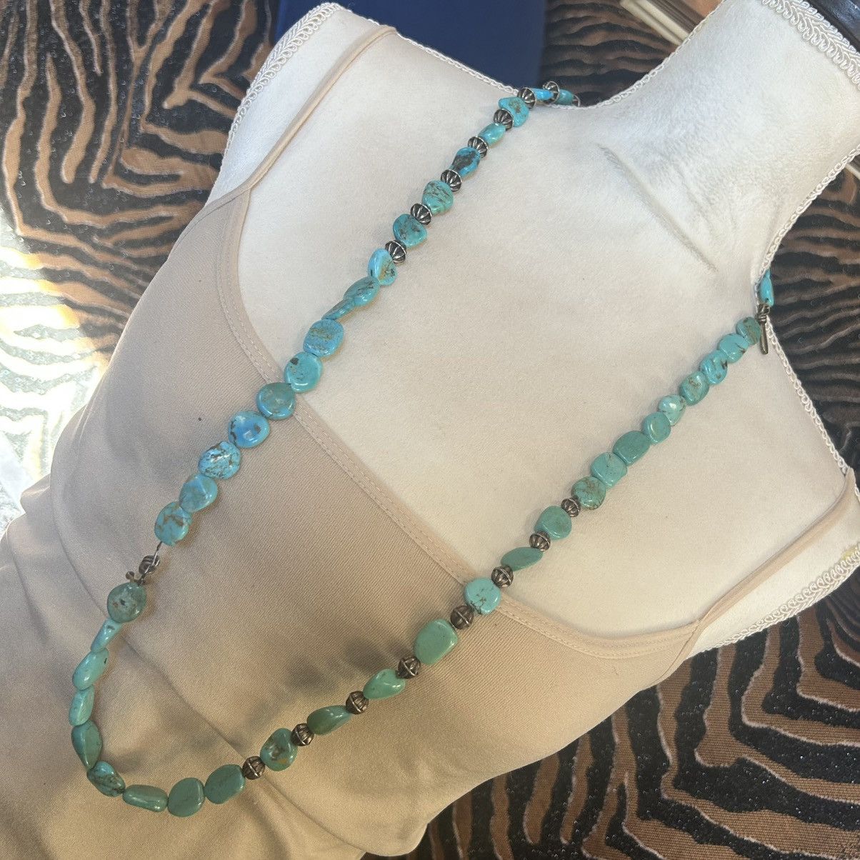 Vintage Handcrafted vintage genuine turquoise double strand necklace Size ONE SIZE - 10 Thumbnail