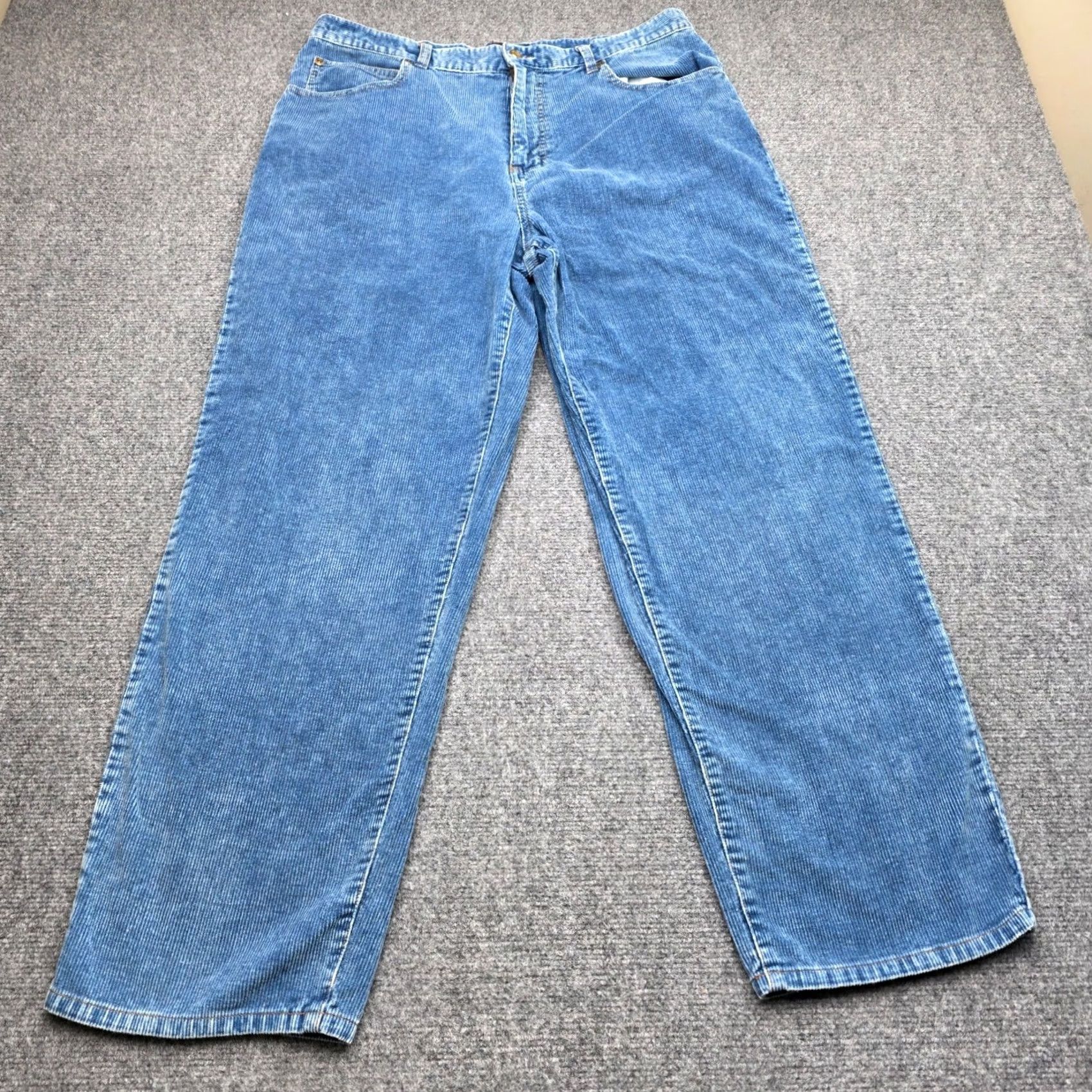 Vintage VINTAGE White Blue Shirt Jean Pants Mens 38x30 Blue Corduroy Baggy Skater Y2K 90s Size US M / EU 48-50 / 2 - 2 Thumbnail