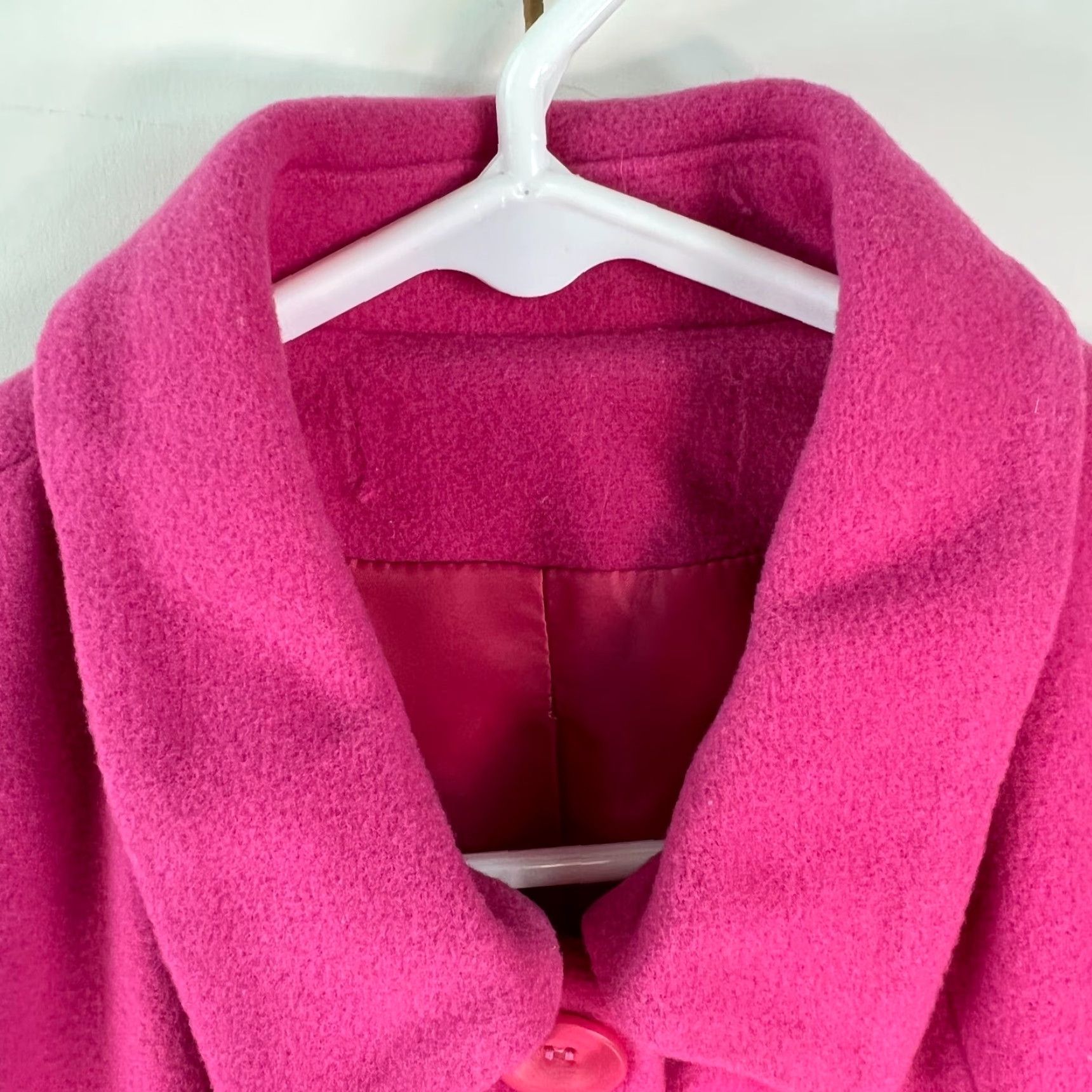 Pinko Womens Pink Wool Blend Jacket, Long Sleeve, Button Front, Spread Collar, Chest Pockets, Size 12, Regular Fit, Classic Pattern, Casual/Formal Size XL / US 12-14 / IT 48-50 - 4 Thumbnail