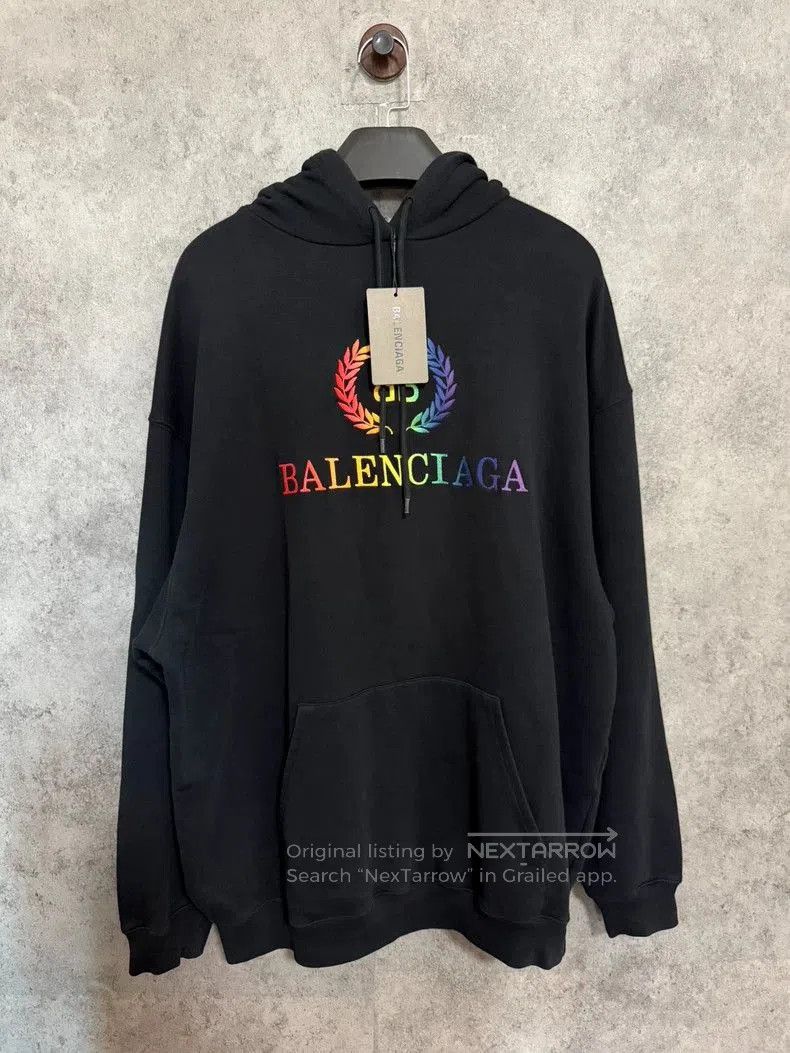 Balenciaga Balenciaga Rainbow Logo Embroidered Hoodie. Size US M / EU 48-50 / 2 - 1 Thumbnail