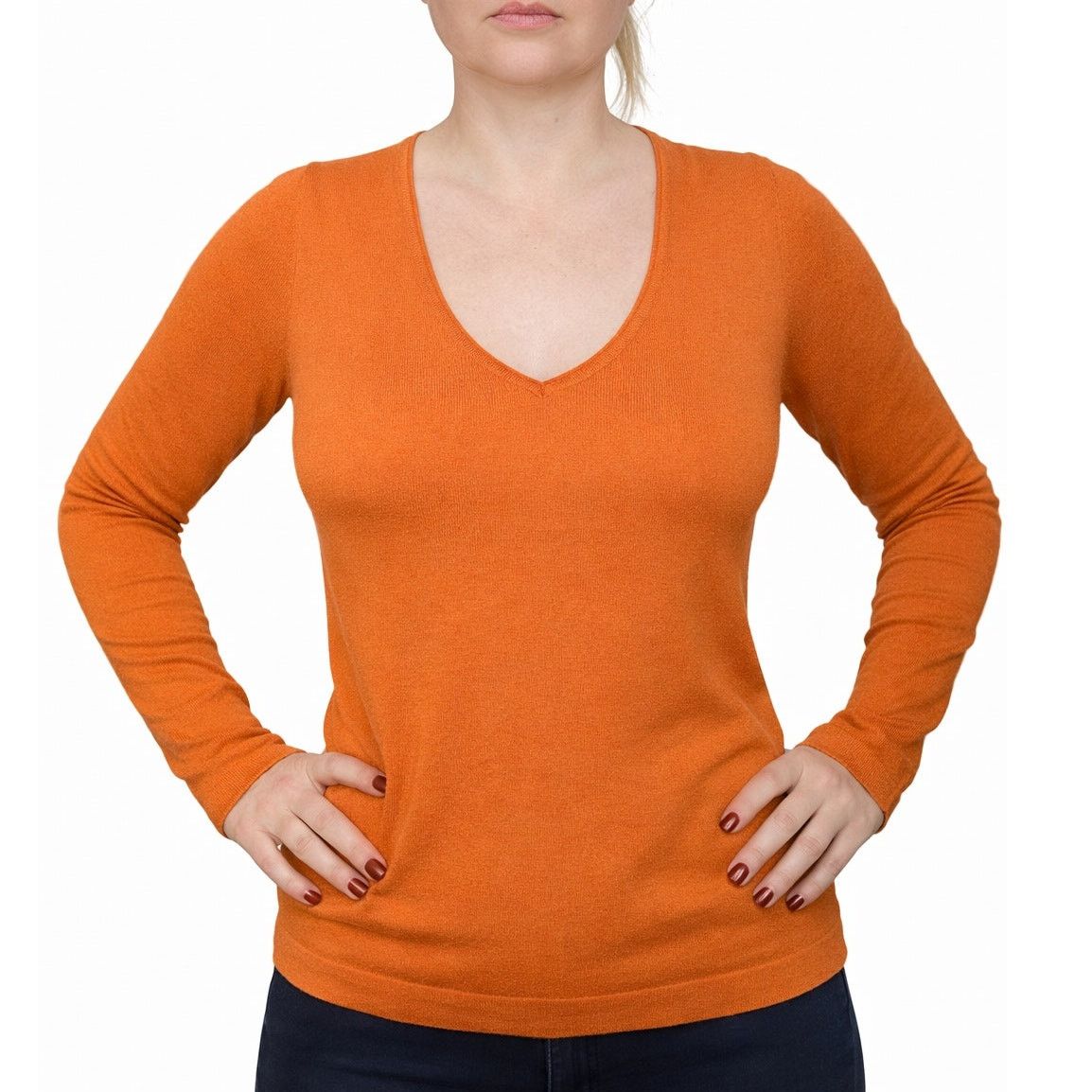 Hugo Boss Hugo Boss Orange Long Sleeve V-Neck Pullover Sweater L Size L / US 10 / IT 46 - 1 Thumbnail