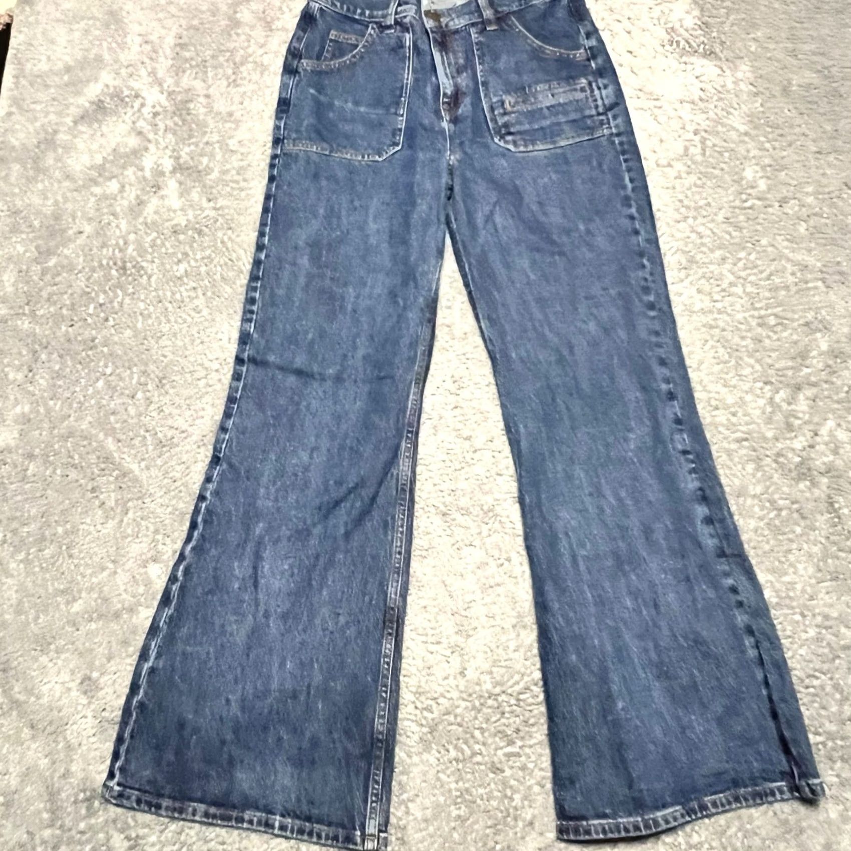 Vintage VINTAGE Seventy Mochi Queenie Jeans Womens 29 Flare High Rise Blue Denim 30x30 Womens Size 29" - 2 Thumbnail