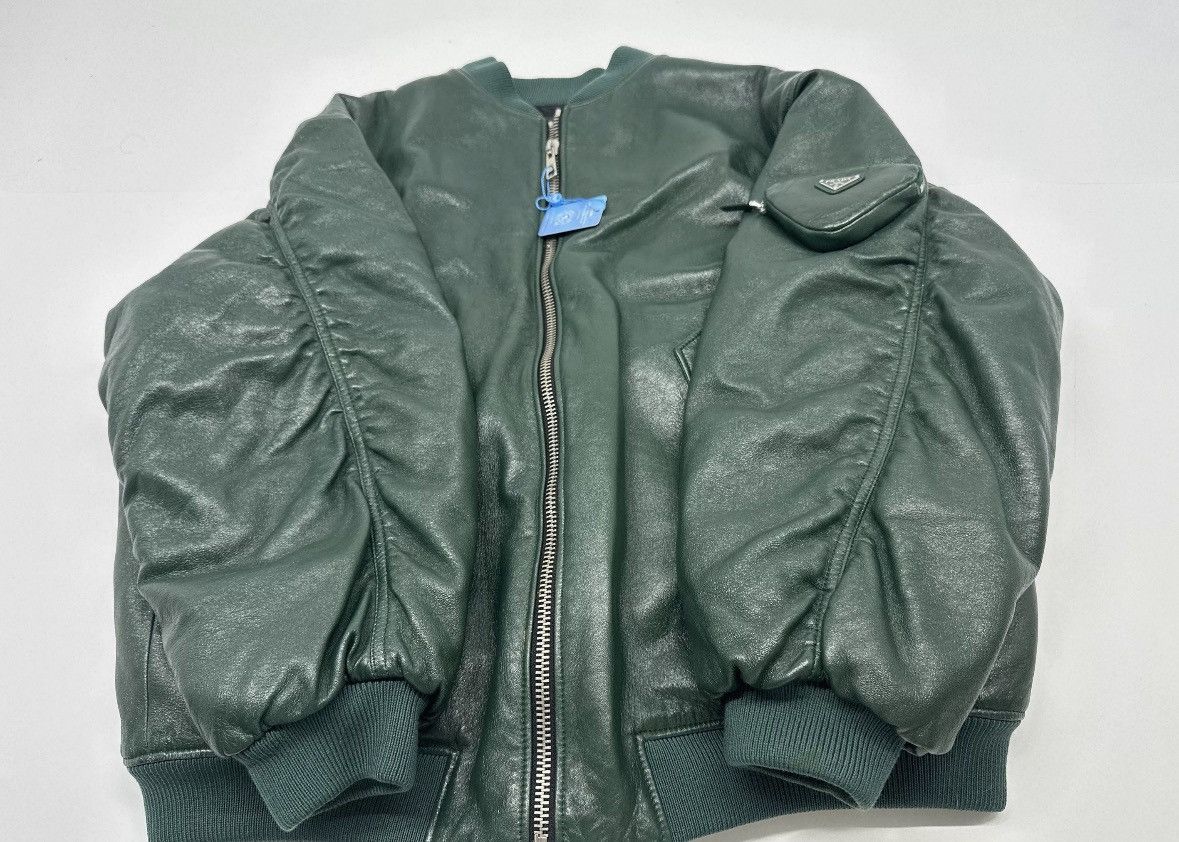 Prada prada raf simons green leather bomber jacket. Size US L / EU 52-54 / 3 - 8 Thumbnail