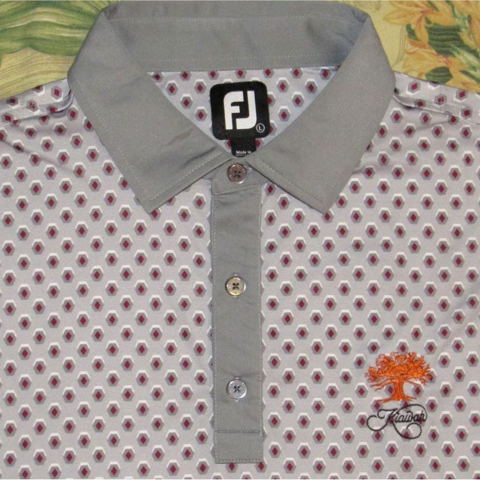 Footjoy FOOTJOY Kiaway Ocean Course Grey Short Sleeve Polo Shirt L Mens Size US L / EU 52-54 / 3 - 2 Thumbnail