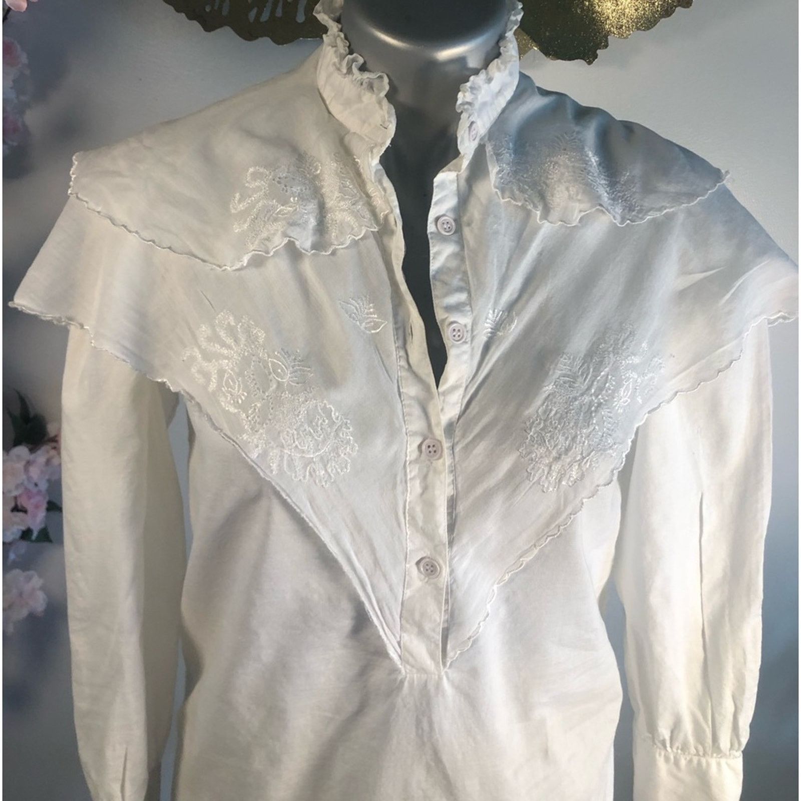 NBDN Nobrandedon Shirt Embroidered layered button down top Size XS / US 0-2 / IT 36-38 - 3 Thumbnail