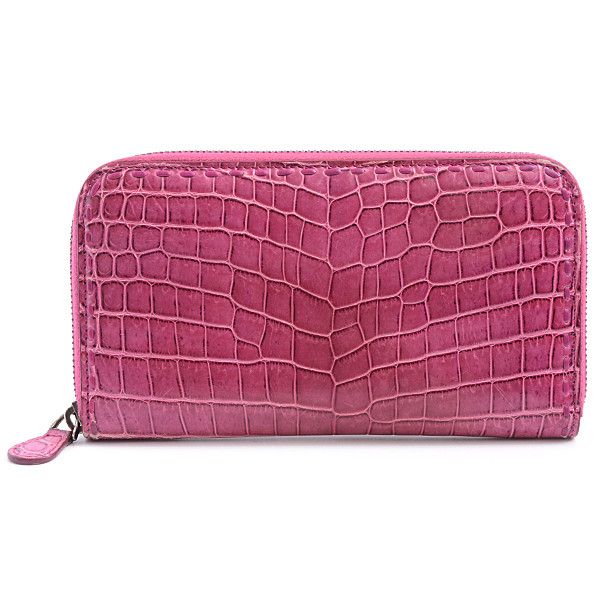 Bottega Veneta Bottega Veneta Bottega Veneta Crocodile Round Zip Wallet Leather Long Wallet 114076 in Very Good Condition Size ONE SIZE - 1 Thumbnail