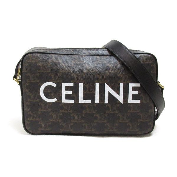 image of Celine Triomphe Logo Crossbody Bag Crossbody Bag Canvas 194502 In in Black, Women's