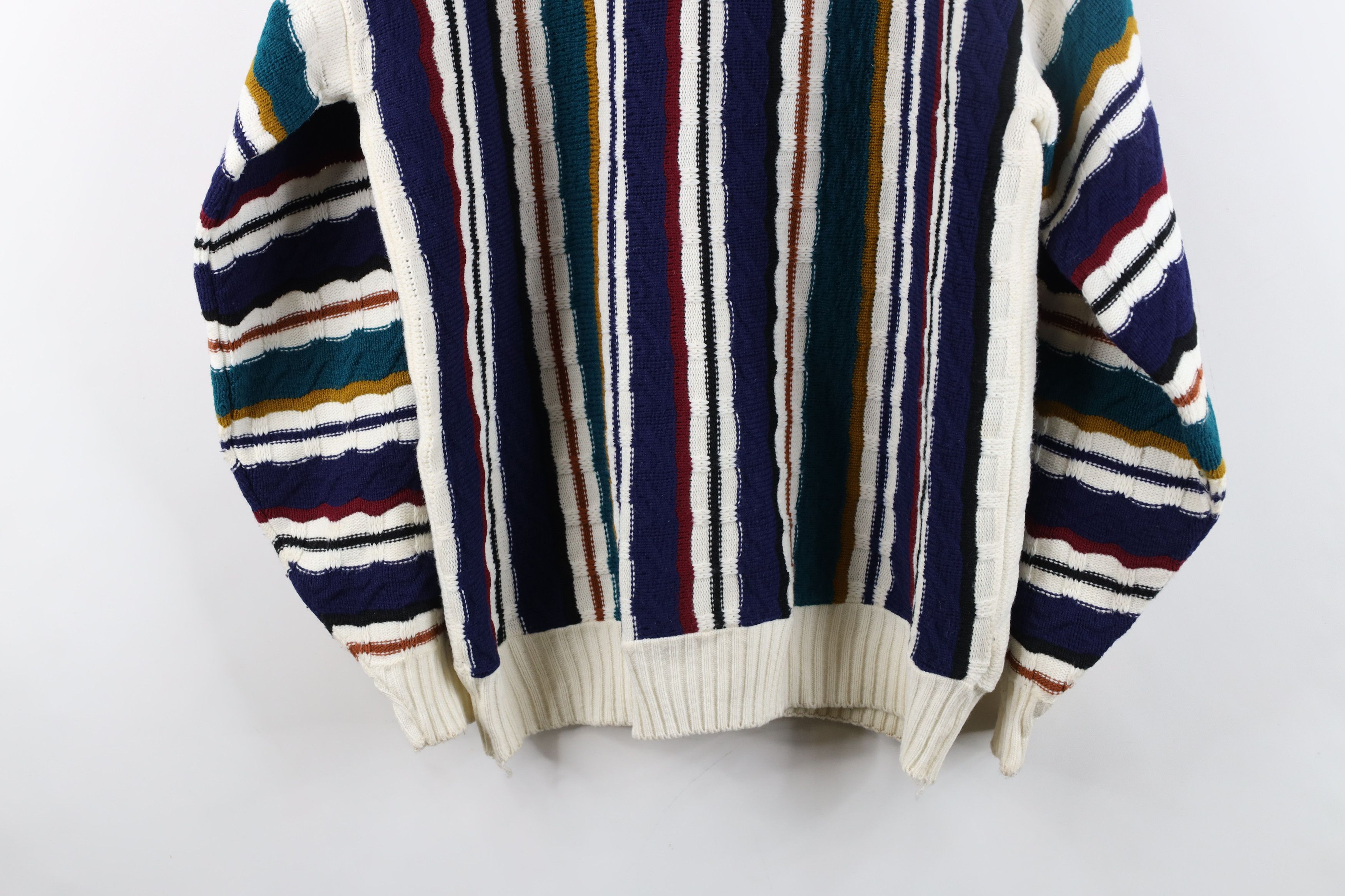 Vintage Vintage 90s Coogi Style Rainbow Cable Knit Sweater USA Size US L / EU 52-54 / 3 - 12 Thumbnail