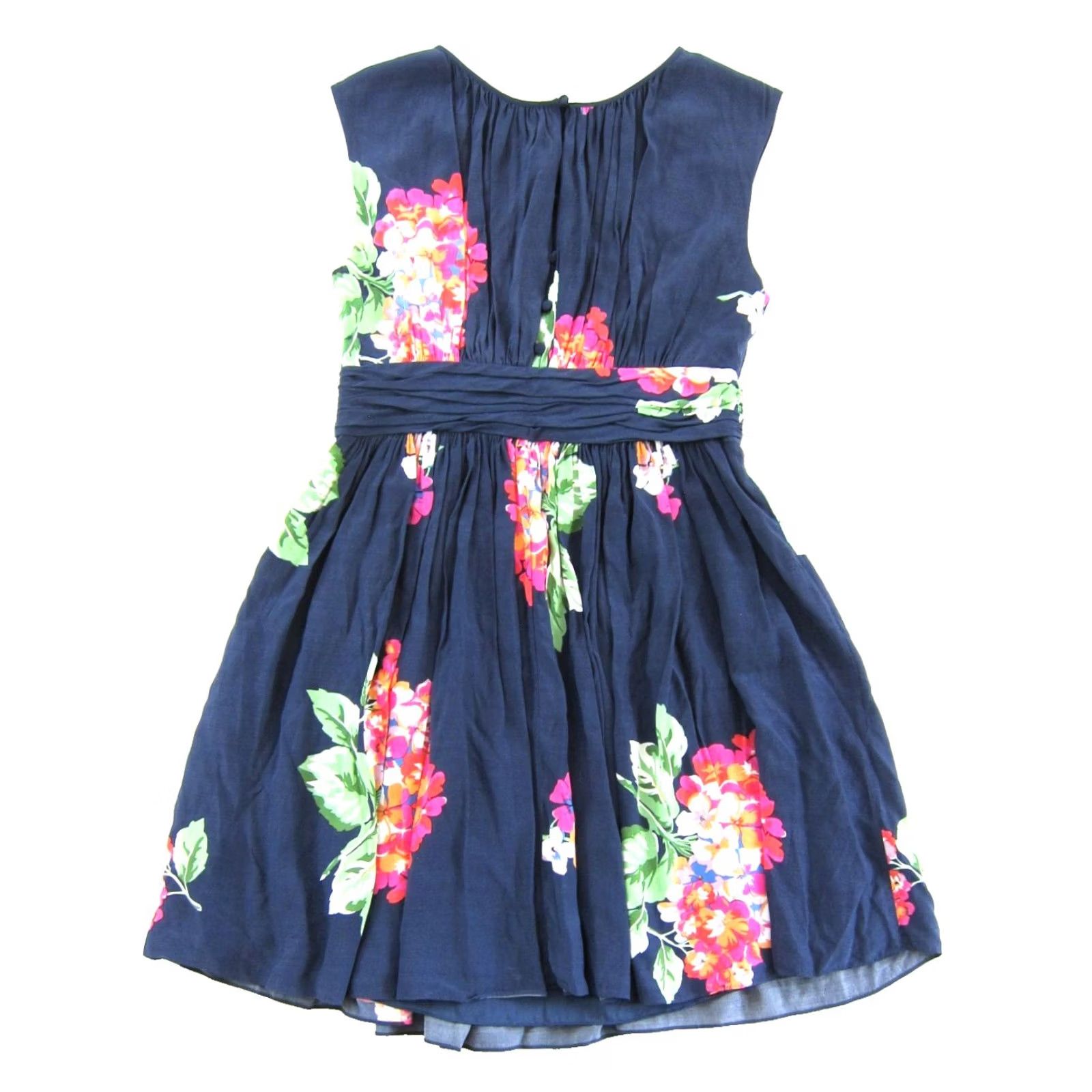 Boden Boden Navy Blue Pink Green Floral Sleeveless Ruched Sheath Tank Sun Dress 12P Size XL / US 12-14 / IT 48-50 - 2 Thumbnail
