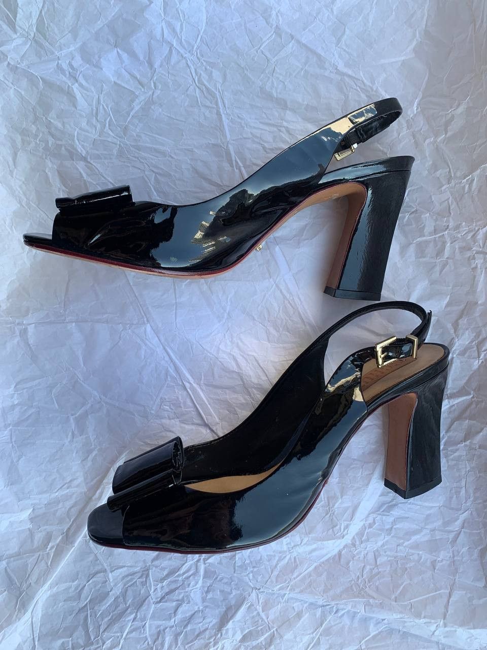 SCHUTZ × Vintage Schutz vintage black patent leather sandals with bow Size US 9 / IT 39 - 1 Thumbnail