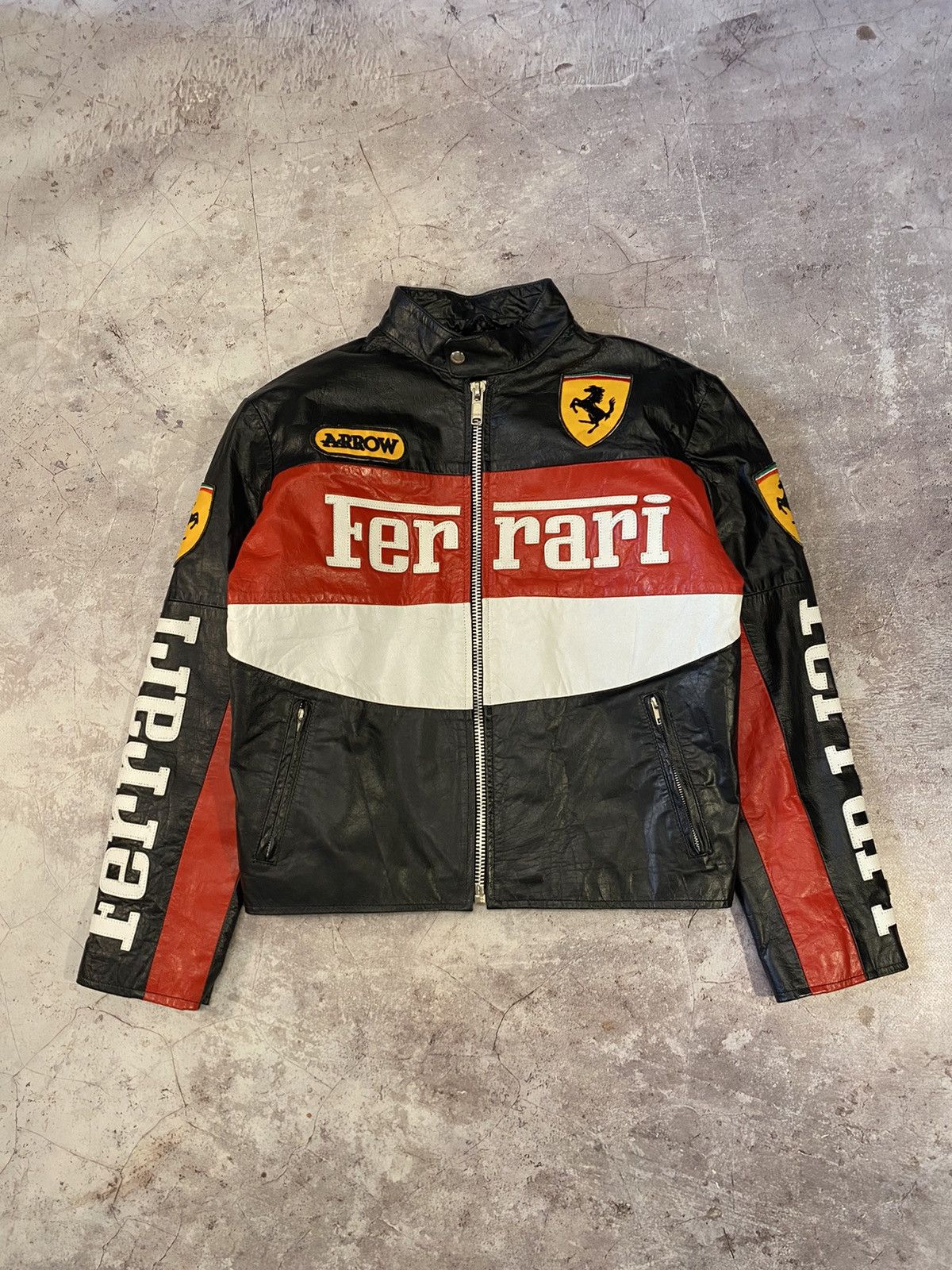 Ferrari Iconic Y2K Ferrari Leather Racing Jacket | Grailed