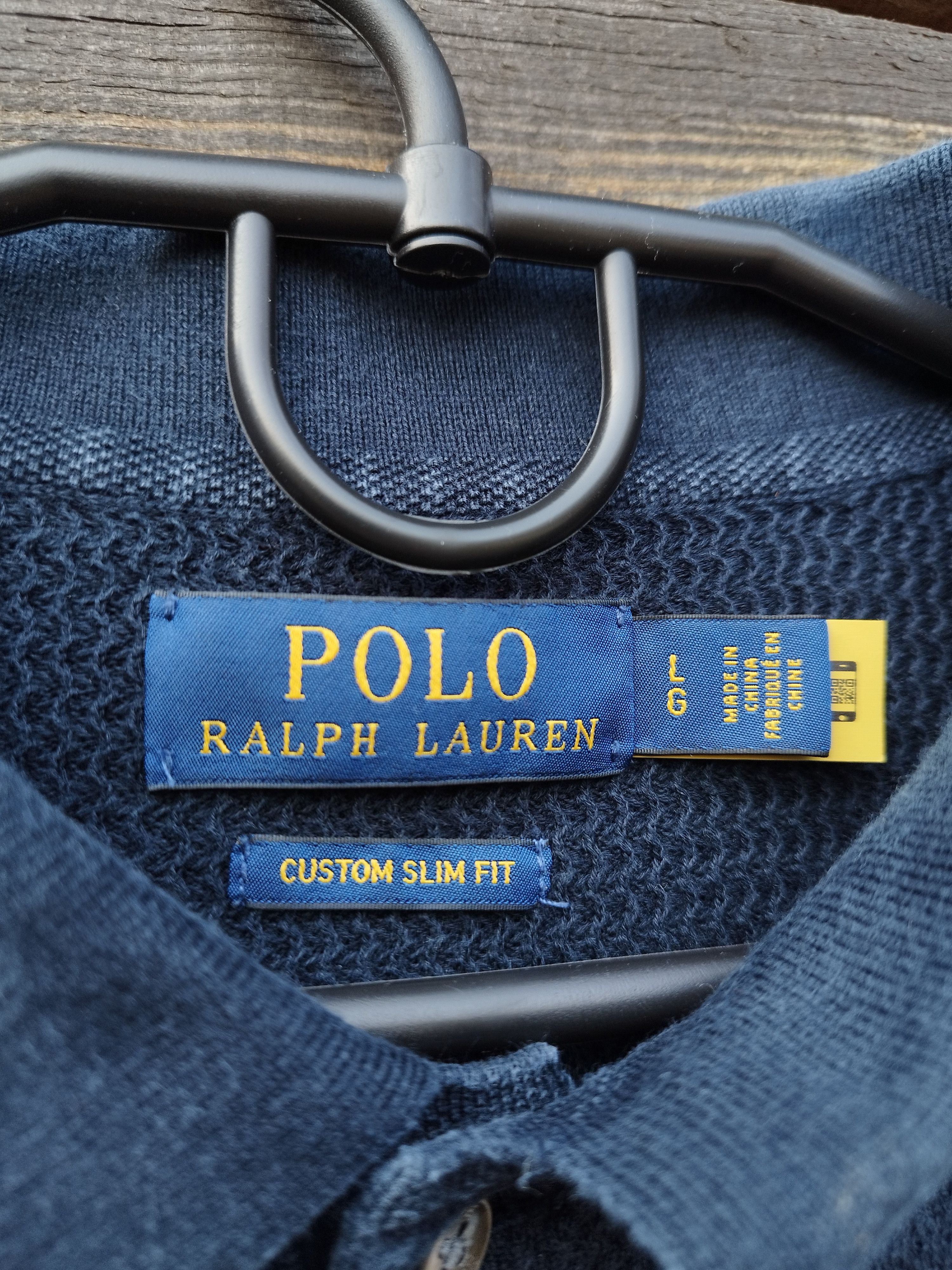 Polo Ralph Lauren Polo Ralph Lauren Navy Textured Knit Long Sleeve Polo Size US L / EU 52-54 / 3 - 7 Thumbnail
