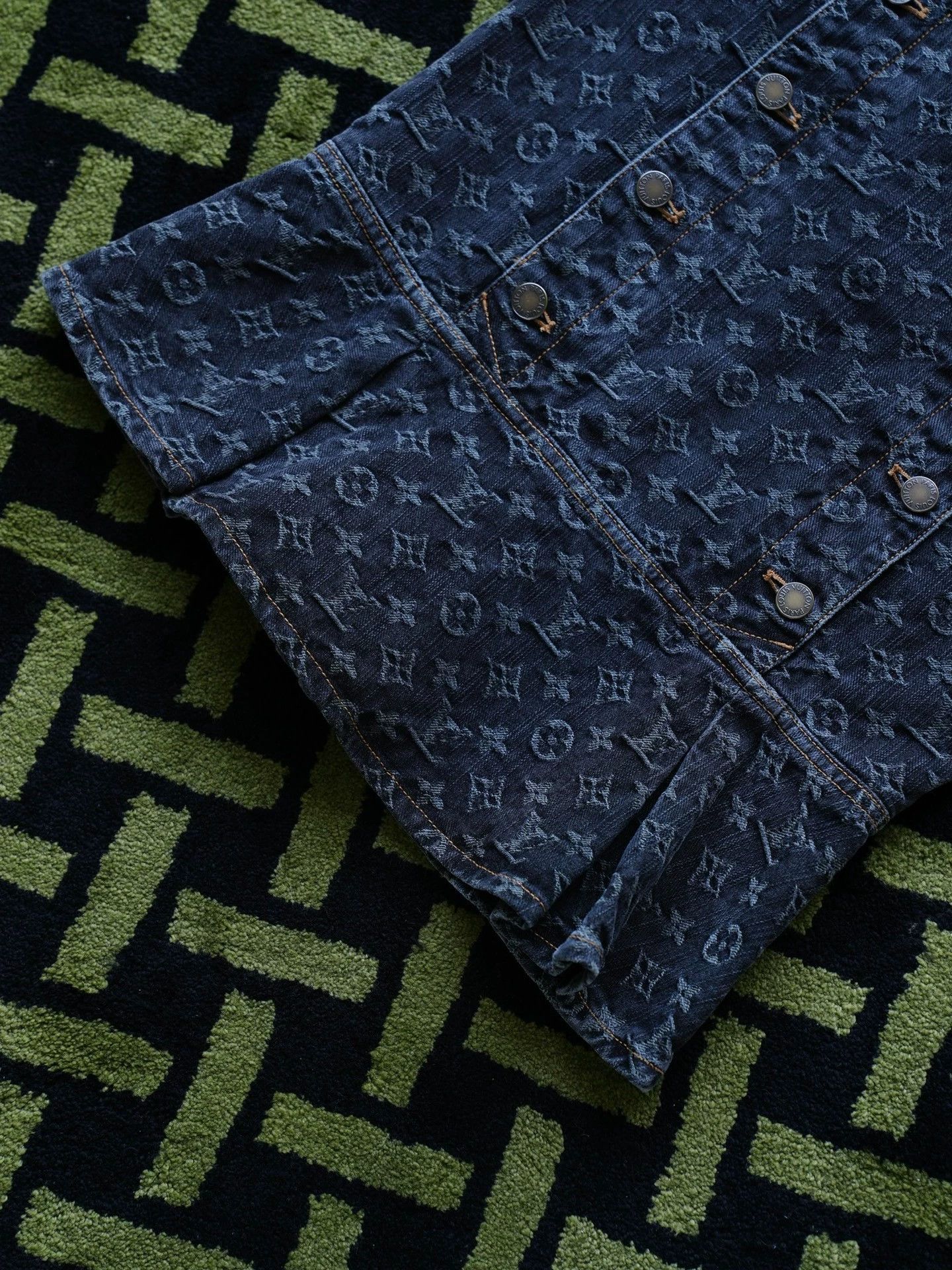 Louis Vuitton LV Black Monogram Denim Bodycon Tie Skirt 36FR Size 26" / US 2 / IT 38 - 5 Thumbnail