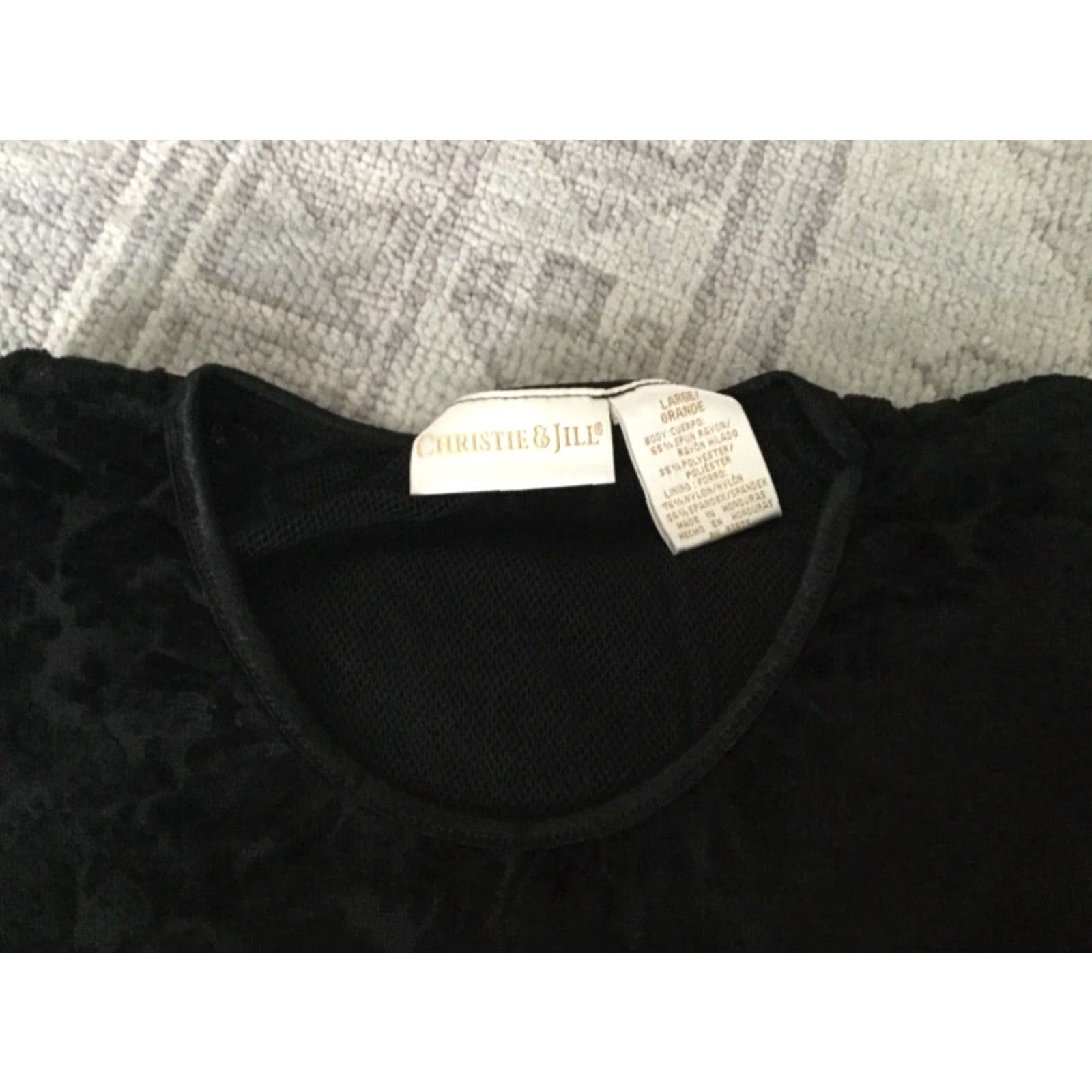 Vintage Christie & Jill Long Sleeve Textured Blouse Top Womens Large Black Size L / US 10 / IT 46 - 4 Thumbnail