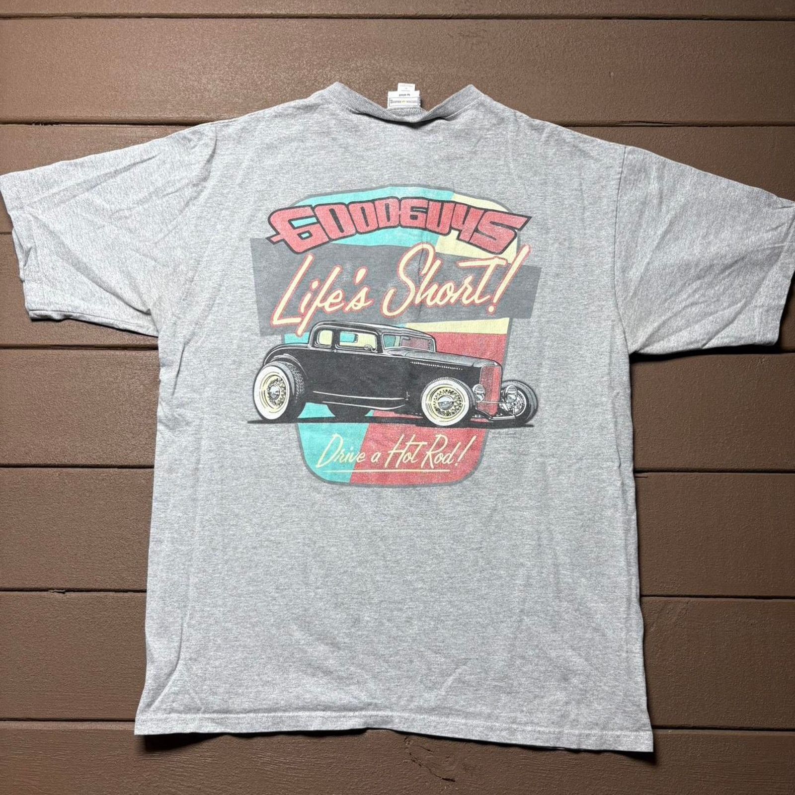 NASCAR Grey Good Guys Hot Rod Car Quarter button up Shirt Size US L / EU 52-54 / 3 - 1 Thumbnail