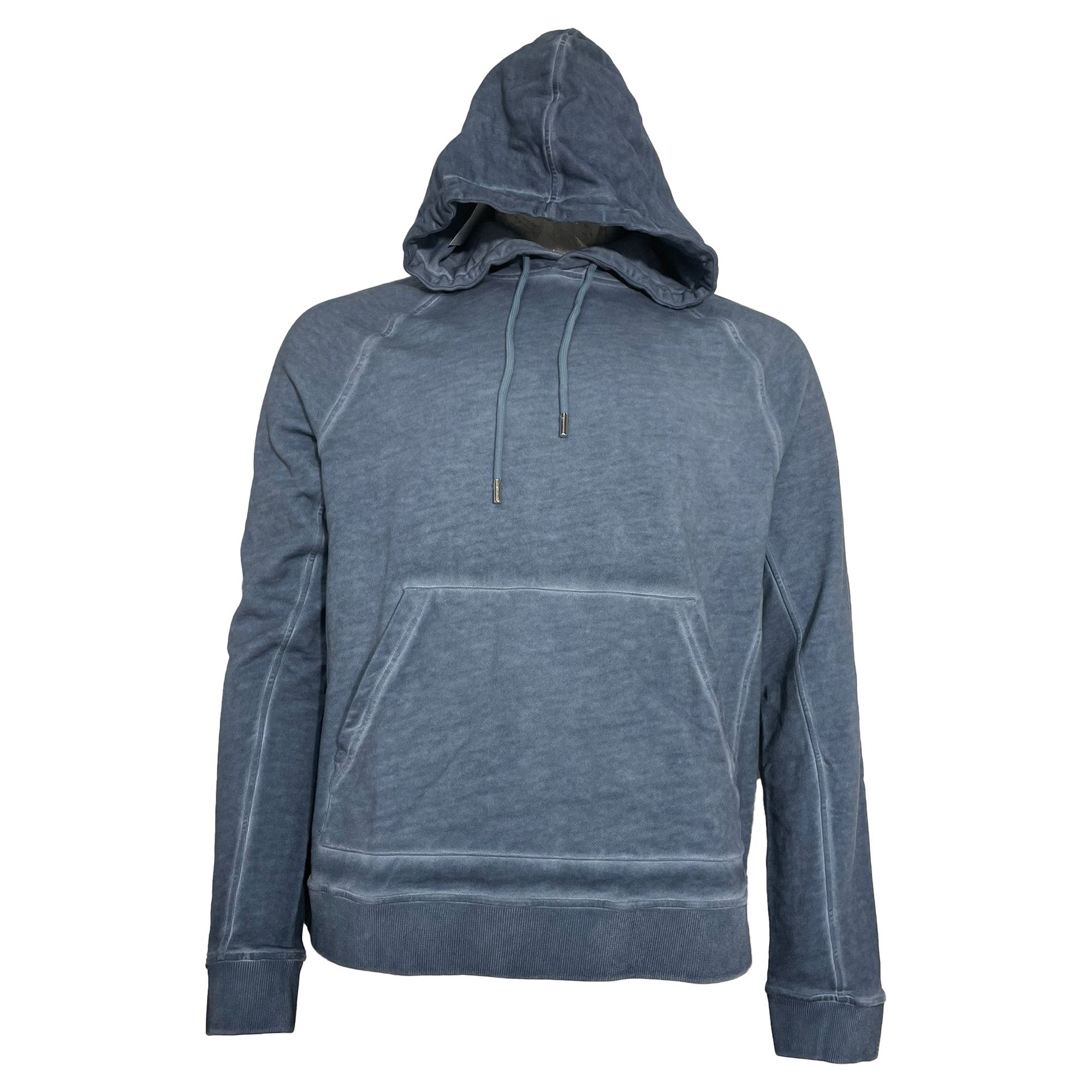 Mr P. Mr. P Cold-Dyed Hoodie in Blue Cotton Size US XXL / EU 58 / 5 - 1 Thumbnail