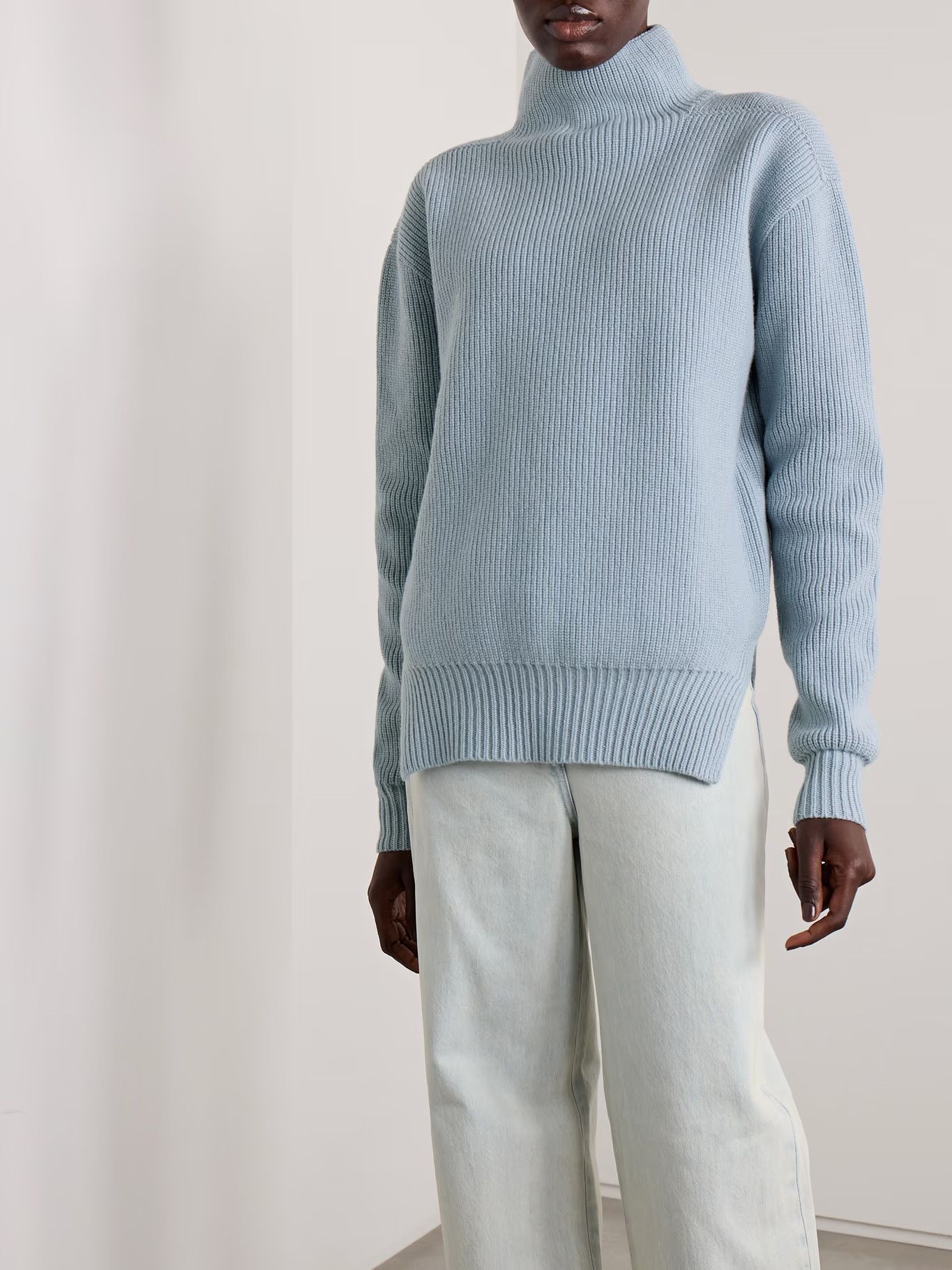 Rick Owens o1y0126 Turtleneck Sweater in Light Blue Size S / US 4 / IT 40 - 3 Thumbnail