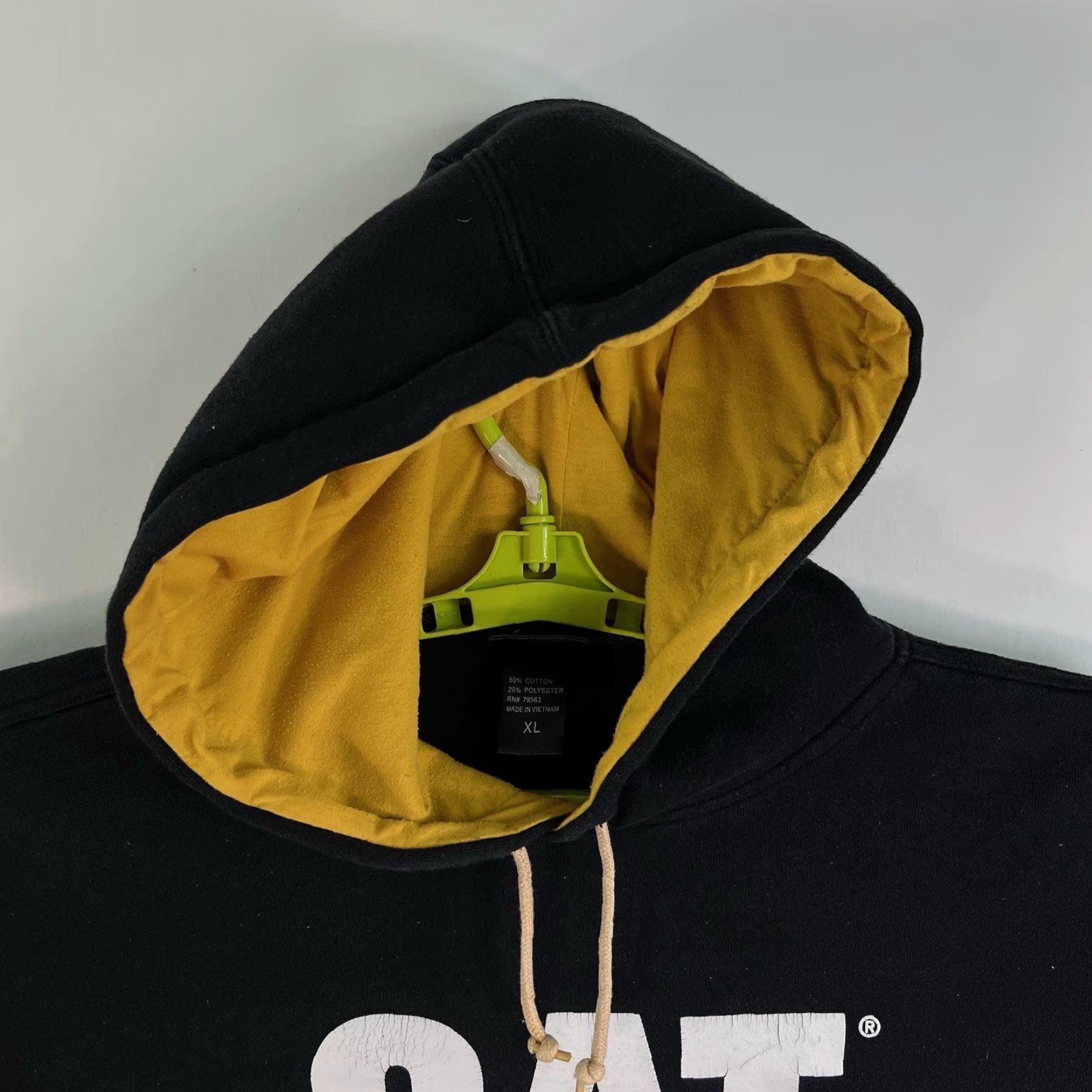 Vintage VINTAGE CAT Caterpillar Hooded Sweatshirt Mens XL Black/Yellow Size US XL / EU 56 / 4 - 3 Thumbnail