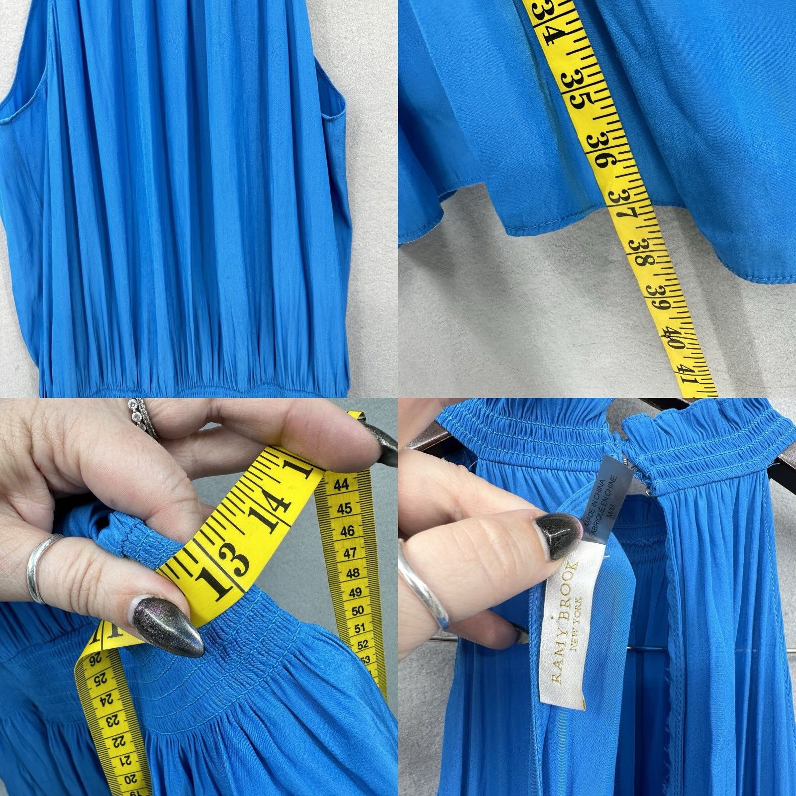 Ramy Brook Ramy Brook Mini Dress Womens M Blue Smocked Waist Tiered Quiet Luxury Preppy Size M / US 6-8 / IT 42-44 - 8 Thumbnail