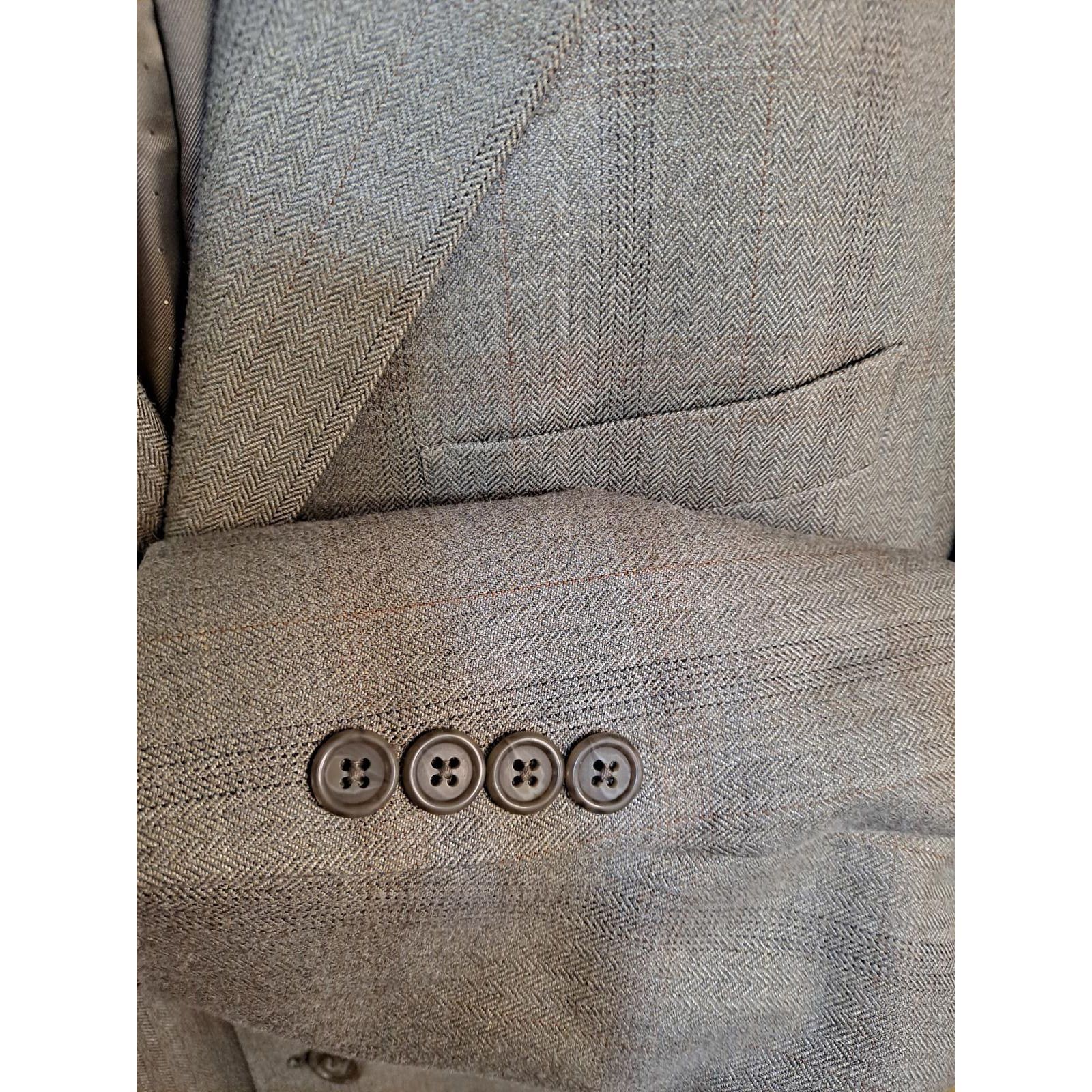 Calvin Klein Calvin Klein Tan Check 3 Button Blazer Silk/Wool Size 40R Size 40R - 3 Thumbnail